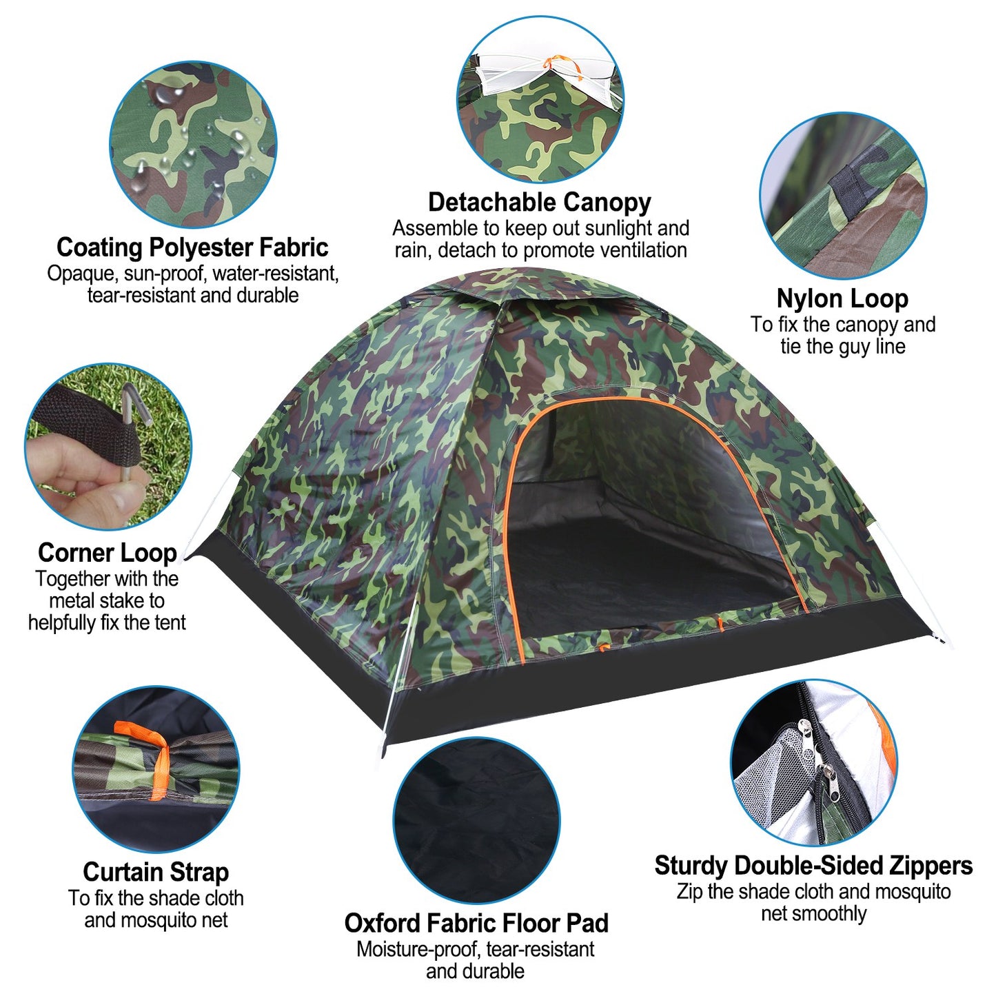 2 Person Instant Pop Up Dome Tent Waterproof Camping Tent
