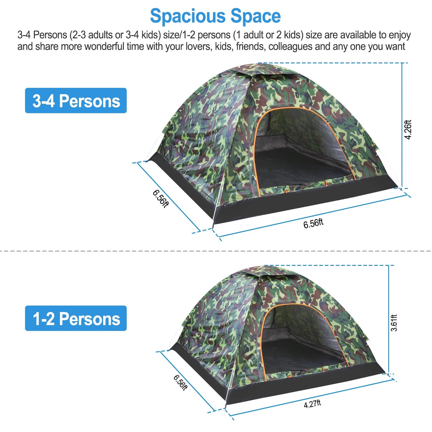 2 Person Instant Pop Up Dome Tent Waterproof Camping Tent