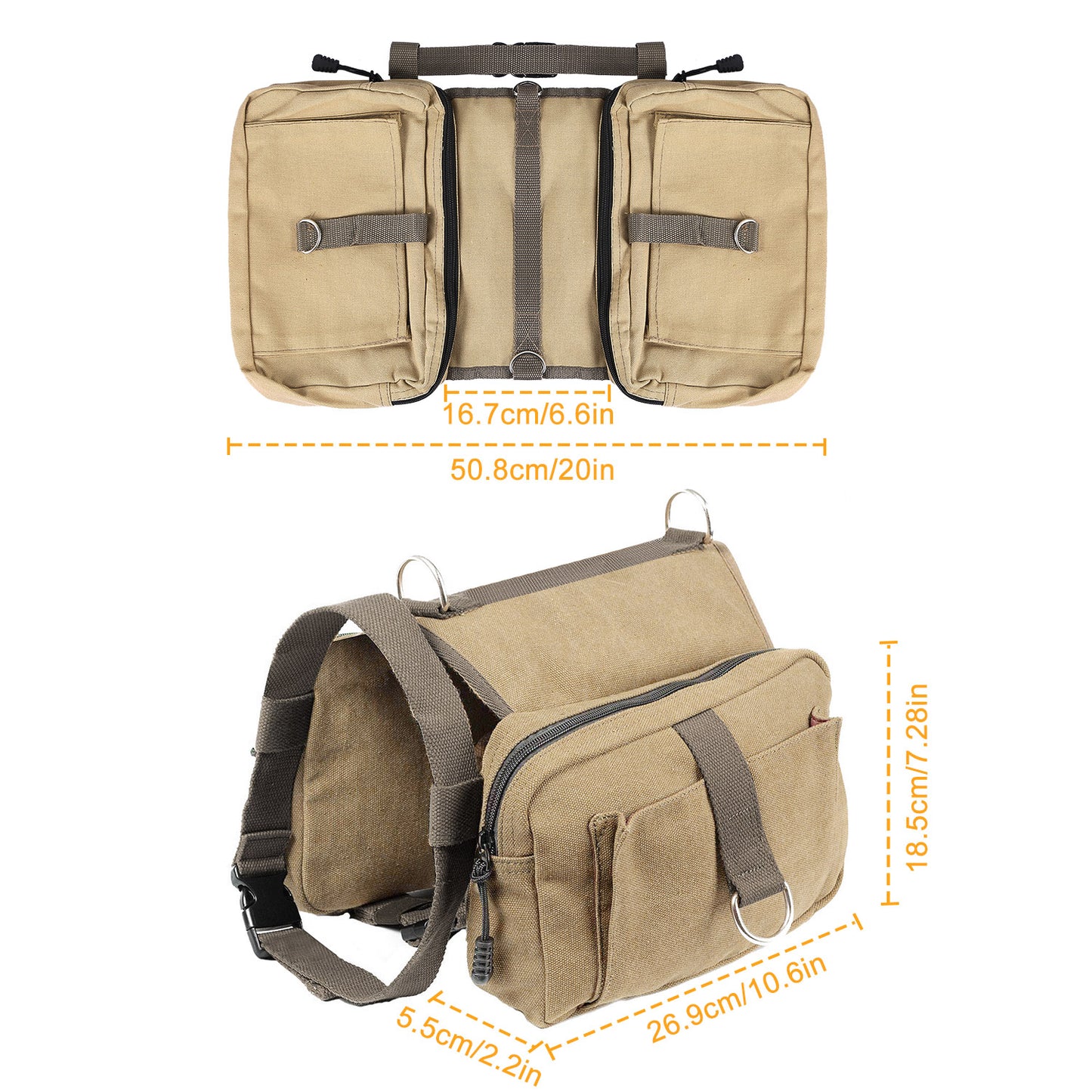 Pet Dog Backpack Hound Hiking Camping Saddle Bag Cotton Canvas