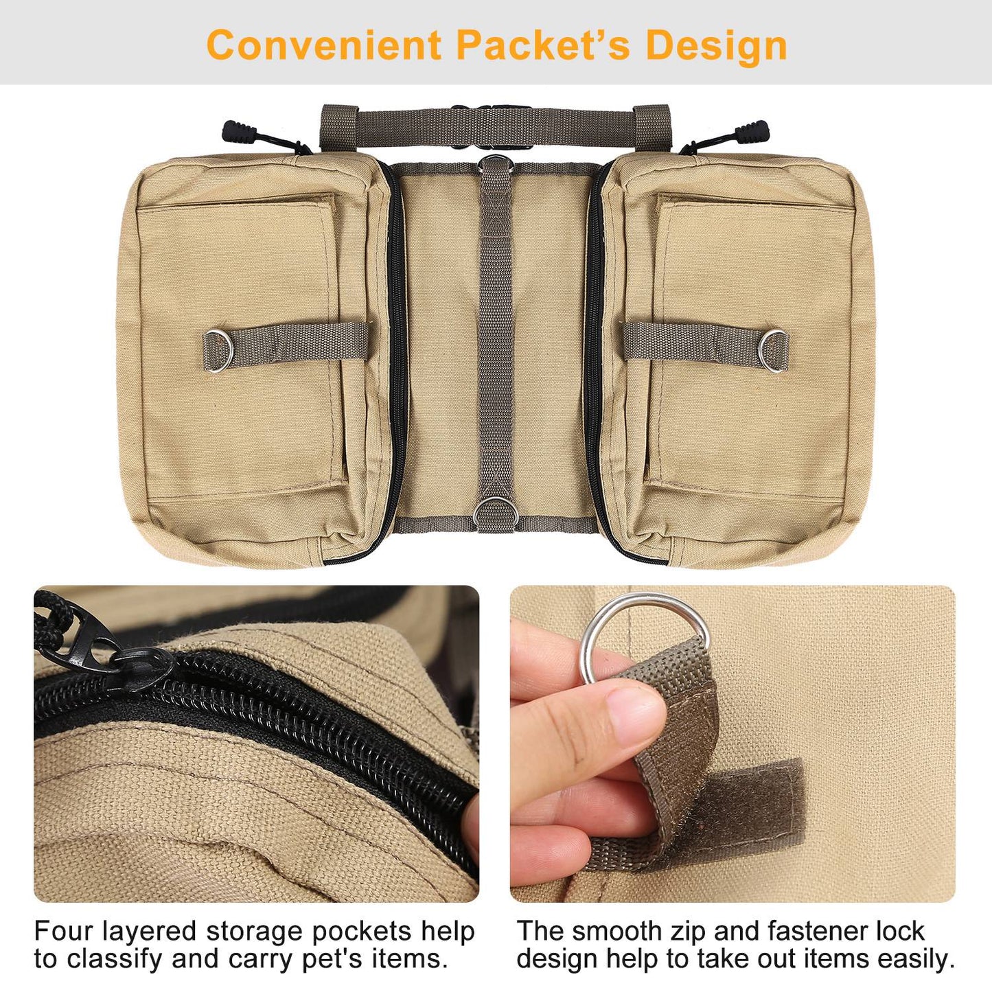 Pet Dog Backpack Hound Hiking Camping Saddle Bag Cotton Canvas