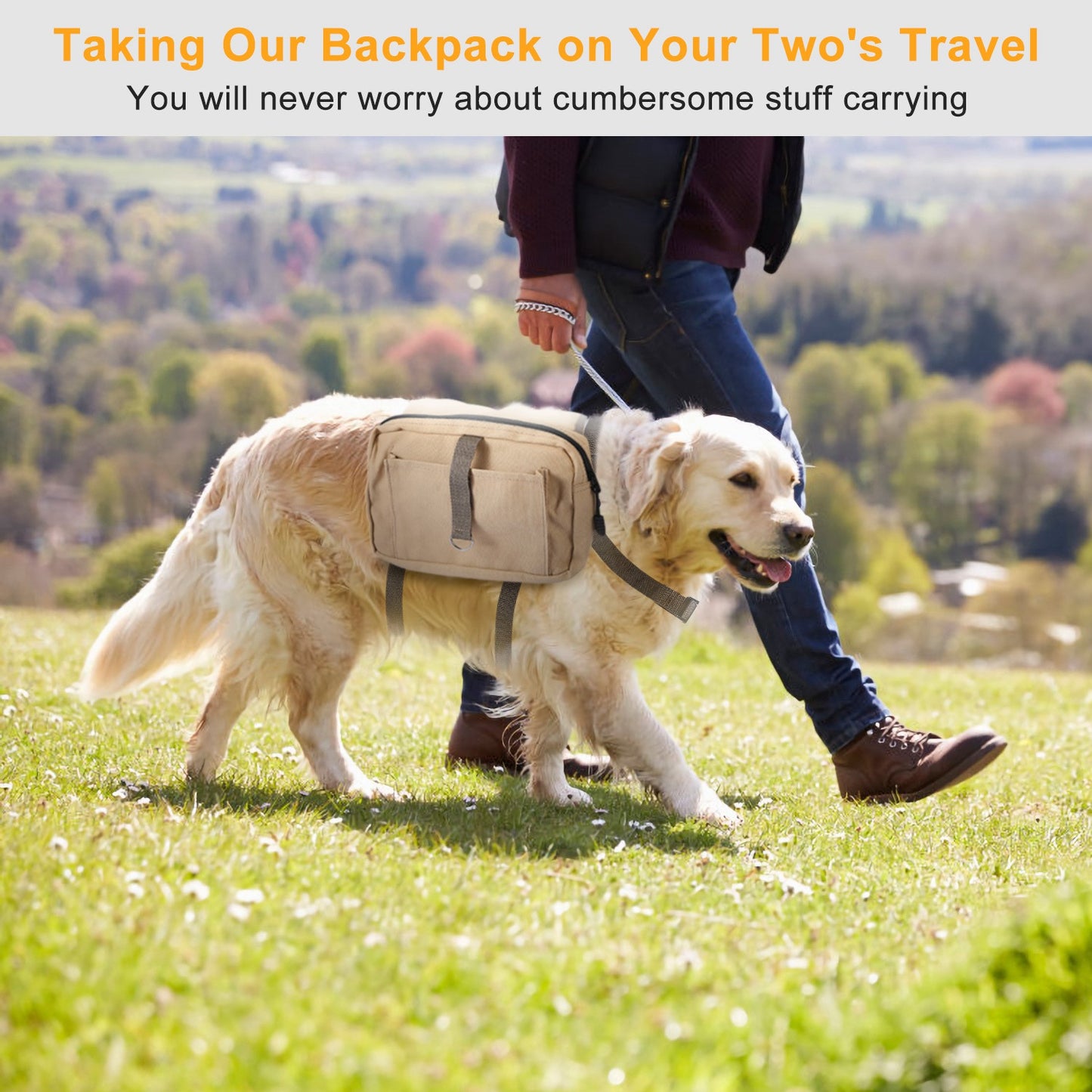 Pet Dog Backpack Hound Hiking Camping Saddle Bag Cotton Canvas