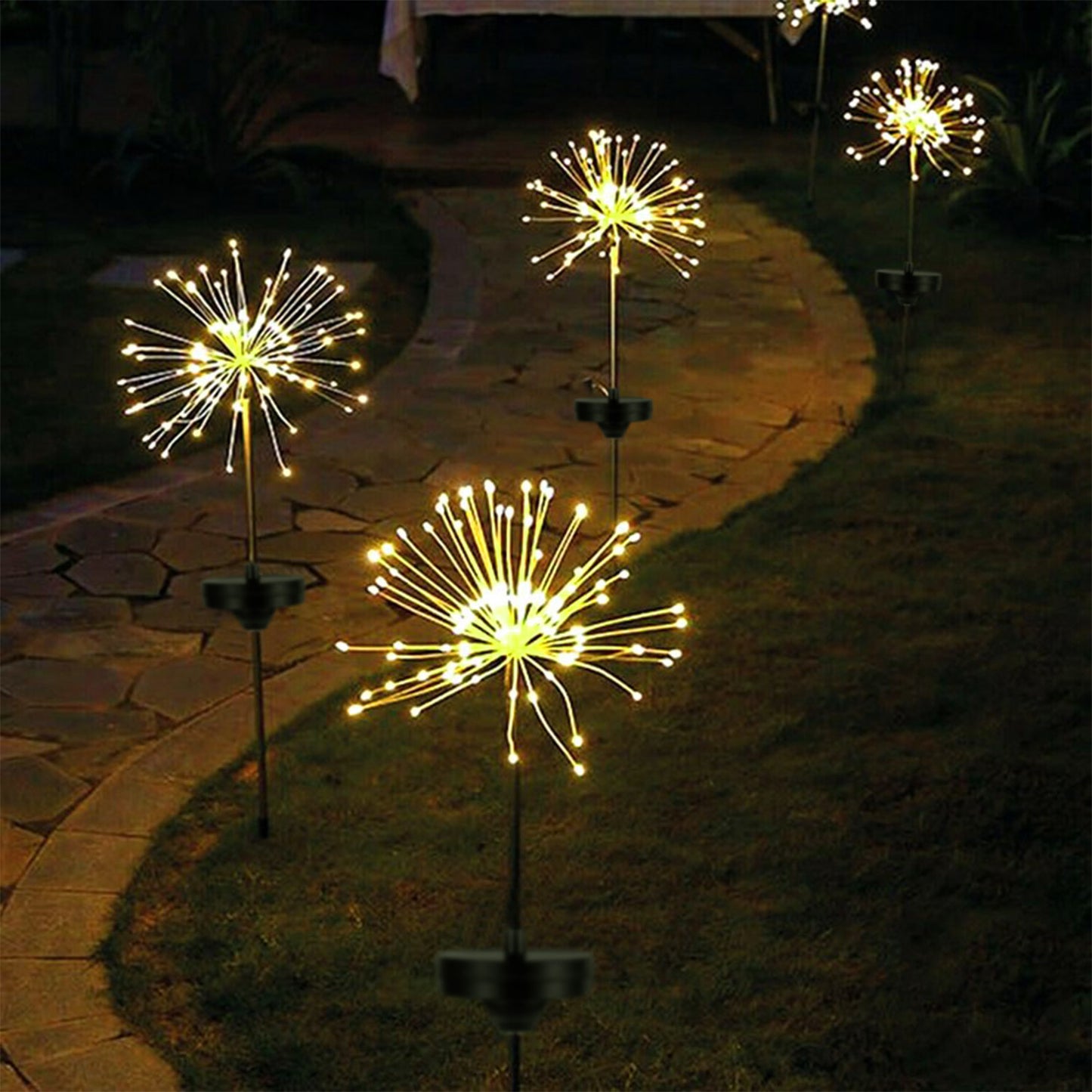 2Pcs Solar Powered Starburst Lights 240 LEDs Firework Lamp