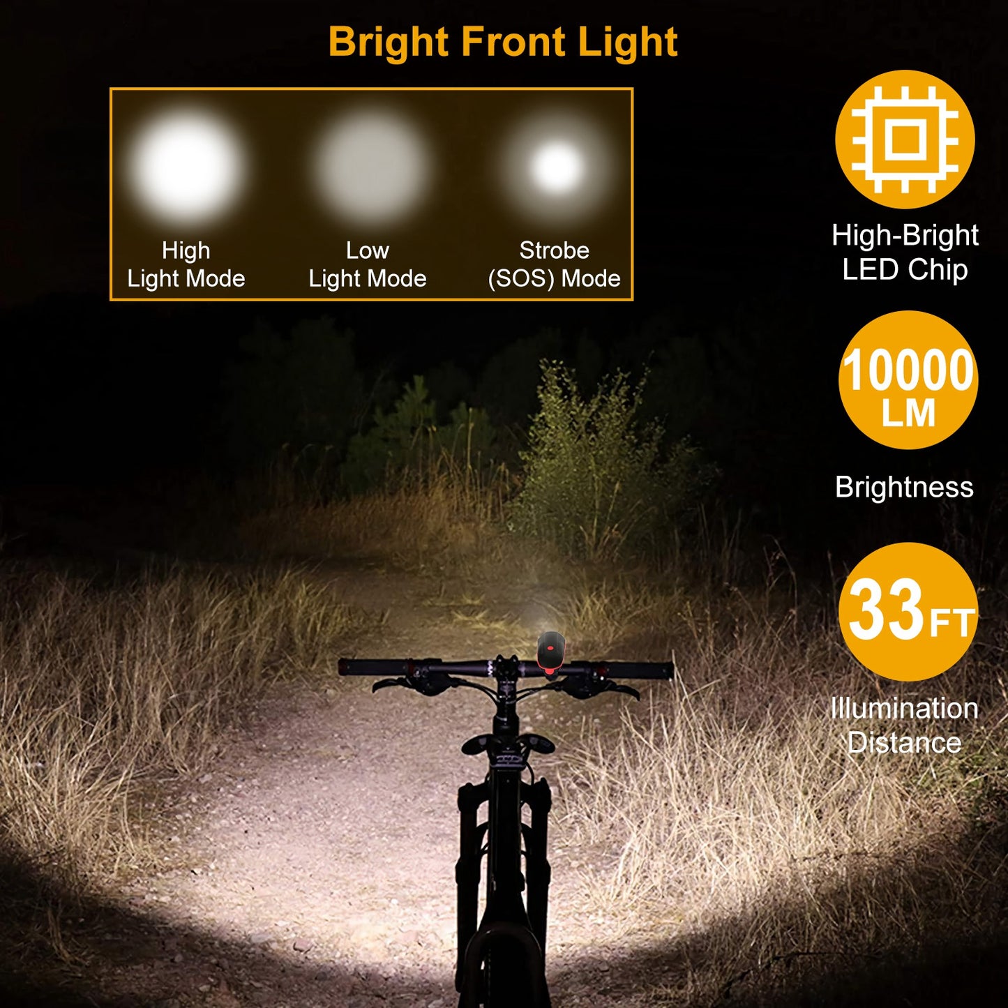 10000lm Bike Headlight USB Rechargeable LED Bicycle Front Light