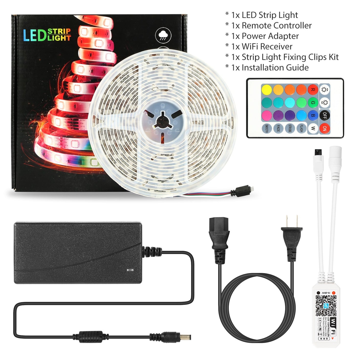 16.4FT 300 LEDs SMD5050 RGB Color Changing WiFi Smart LED Light