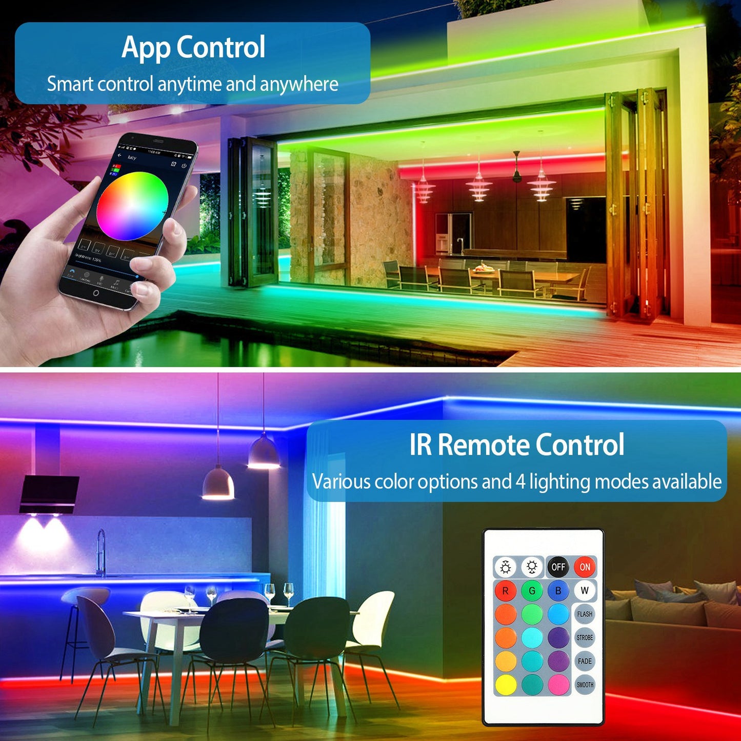 16.4FT 300 LEDs SMD5050 RGB Color Changing WiFi Smart LED Light