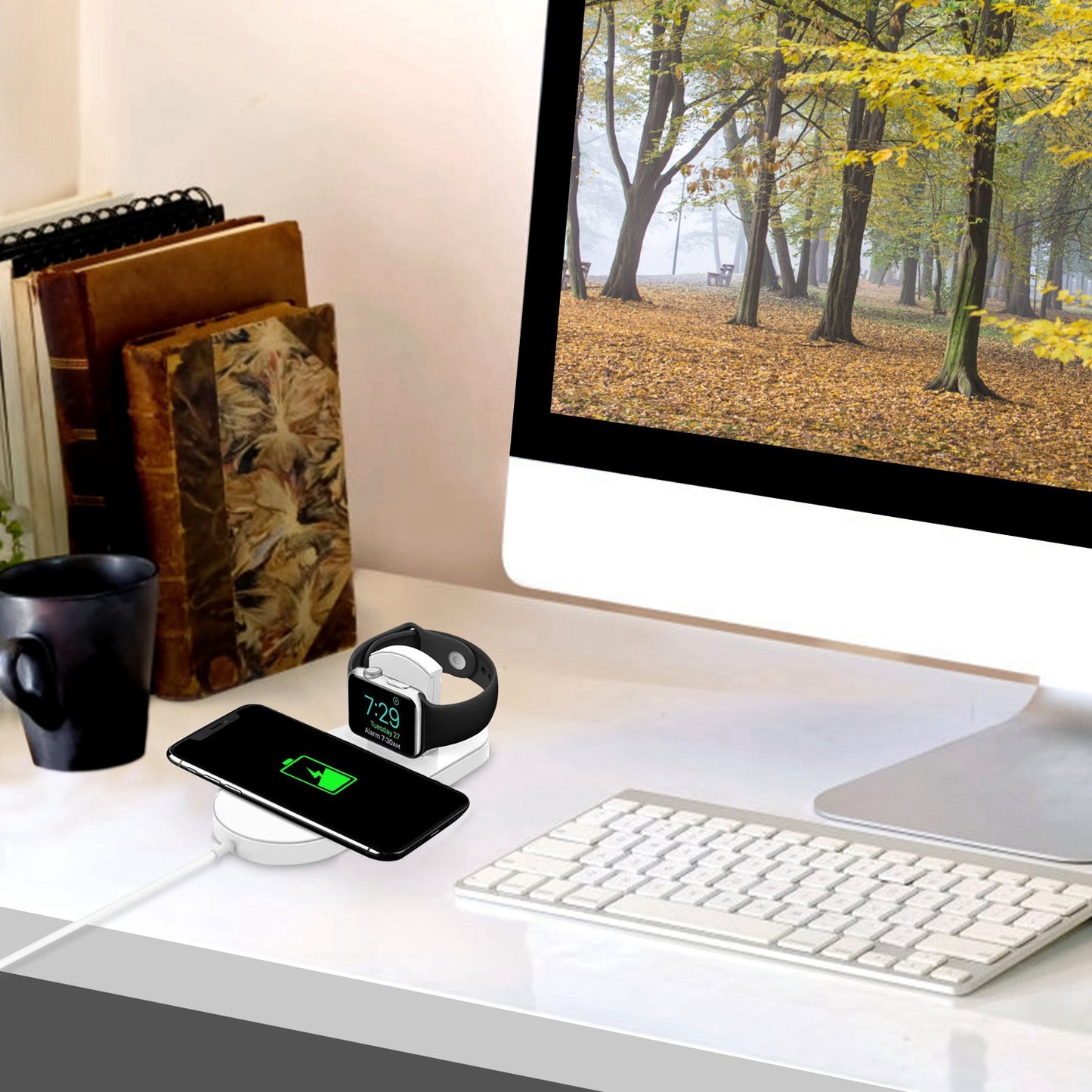 10W Qi Wireless Charger Watch Charger 2-in-1 Wirless Charging Pad