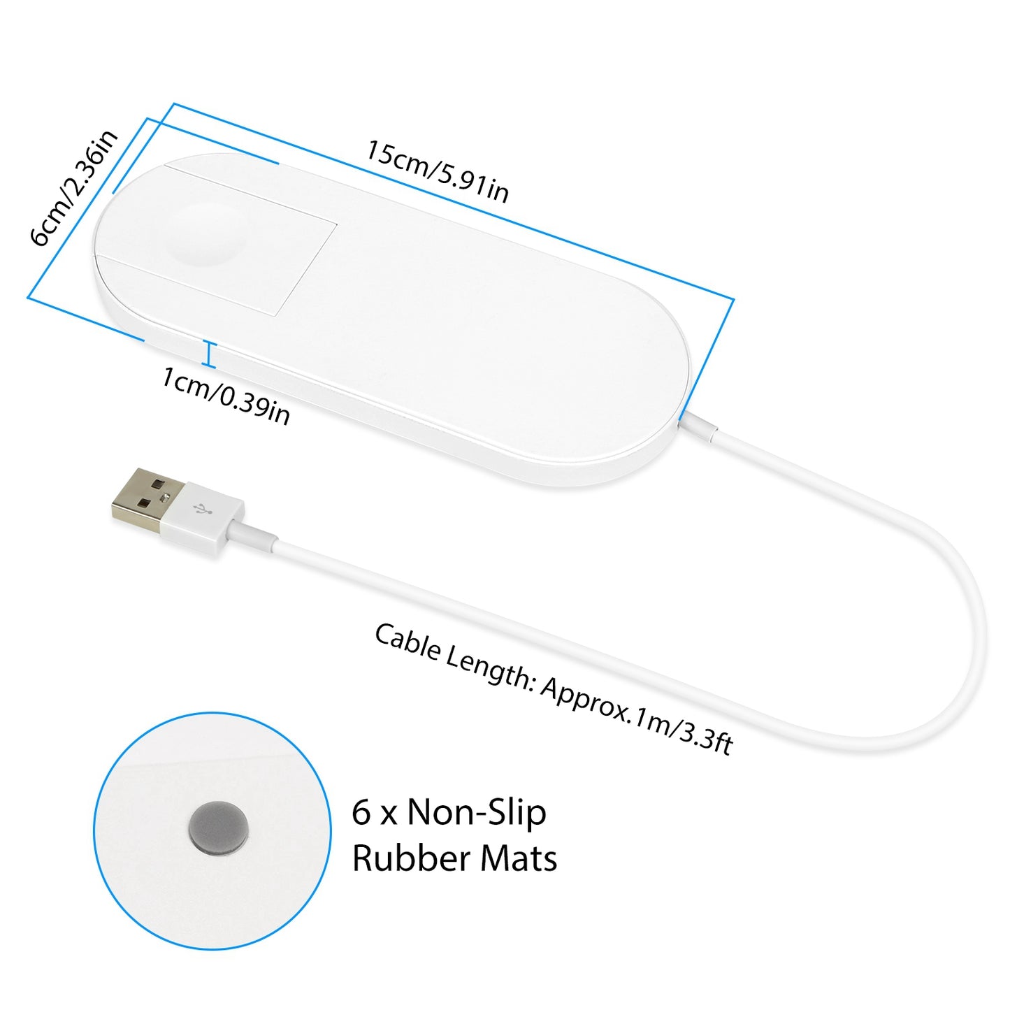 10W Qi Wireless Charger Watch Charger 2-in-1 Wirless Charging Pad