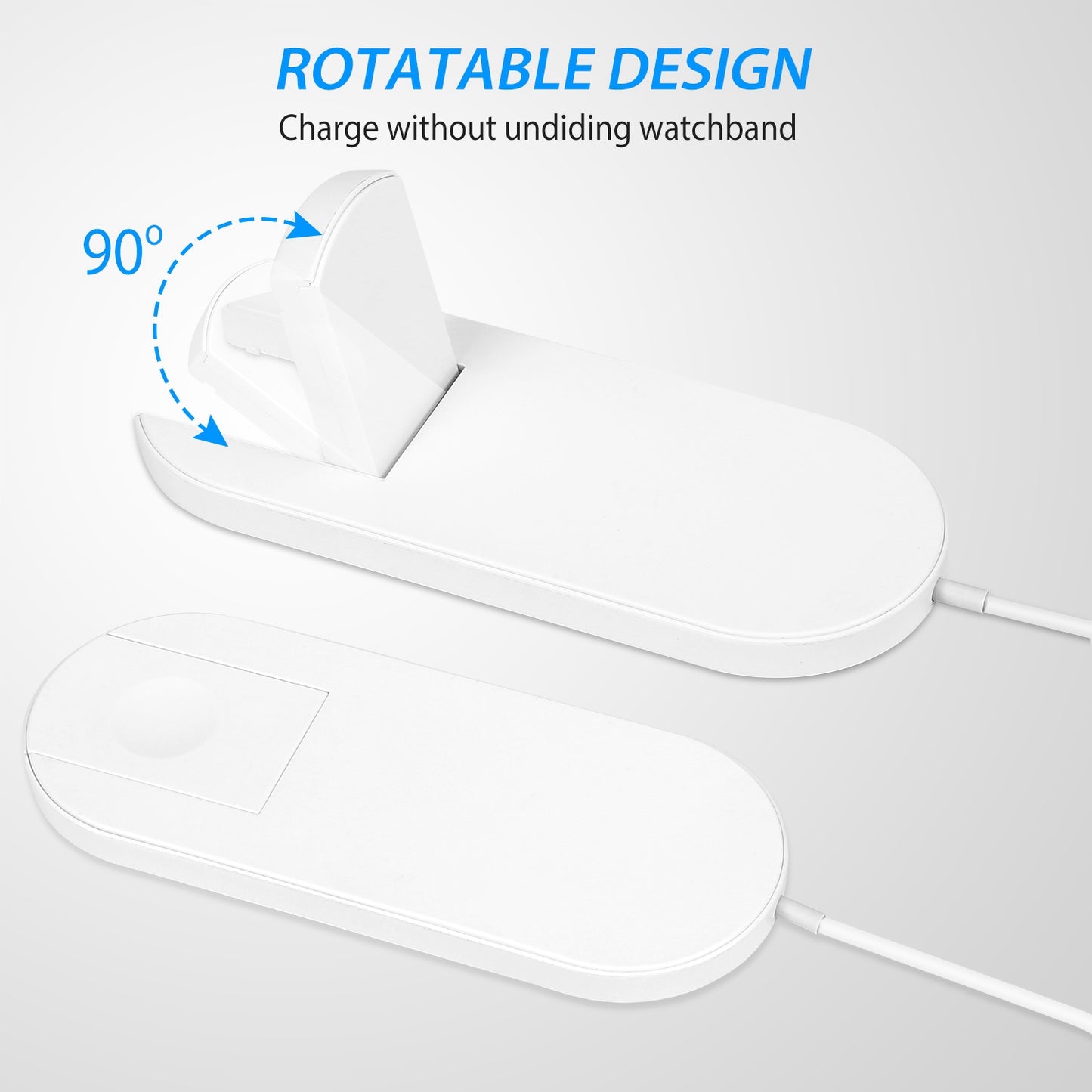 10W Qi Wireless Charger Watch Charger 2-in-1 Wirless Charging Pad