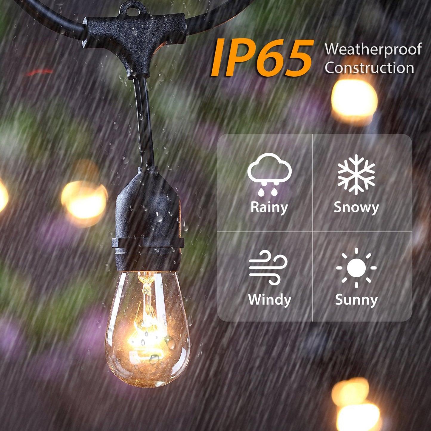 48FT Outdoor String Light Waterproof Patio String Lights