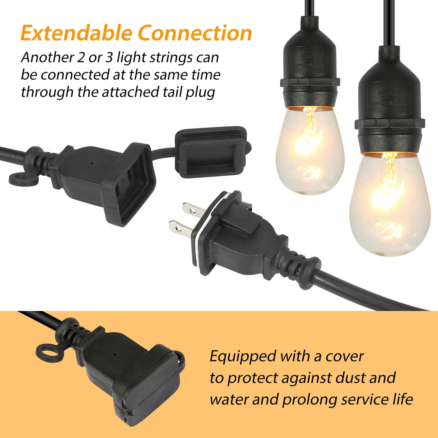 48FT Outdoor String Light Waterproof Patio String Lights