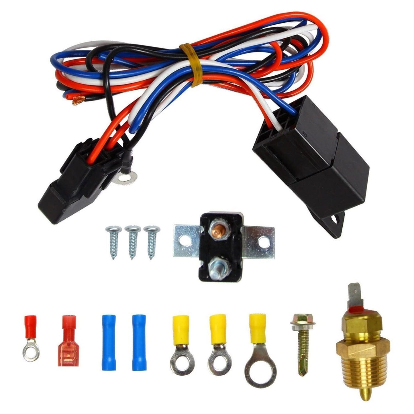 16 Inch Electric Radiator Cooling Fan 12V 120W 10 Blades Car Thermostat Kit