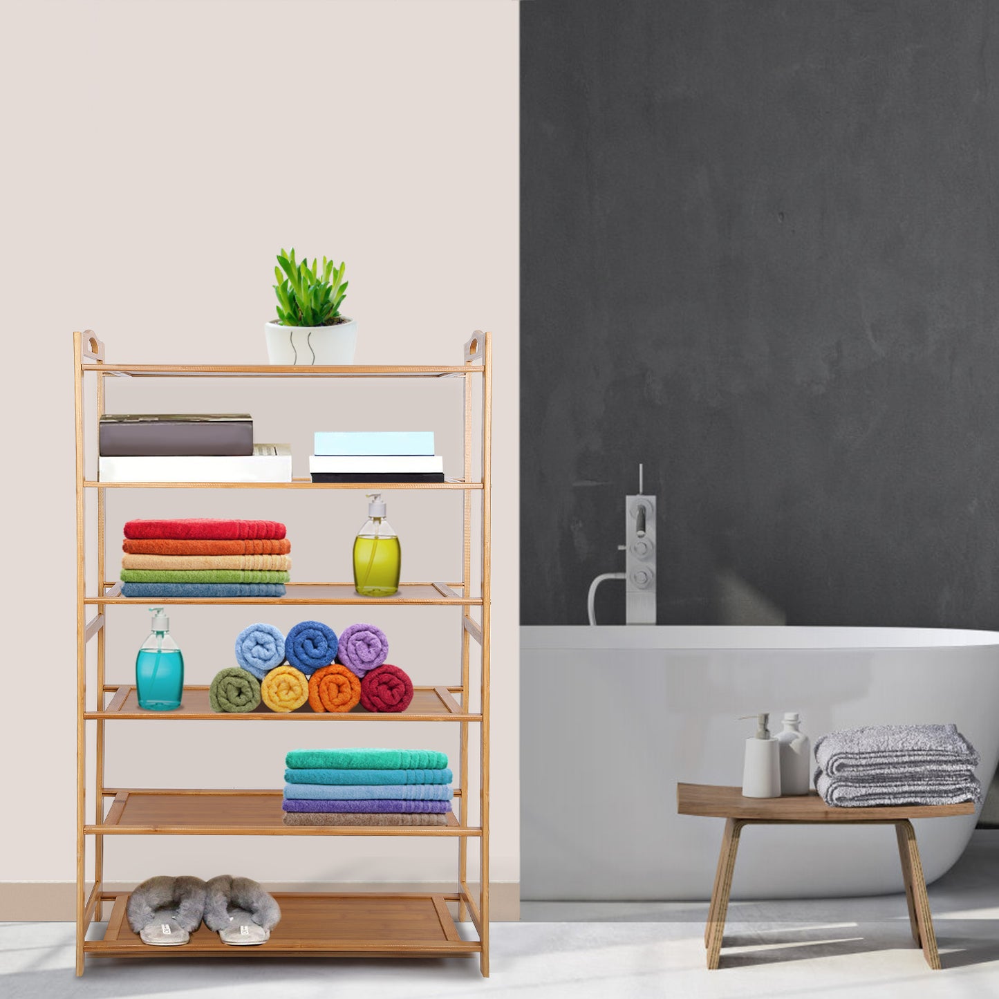 6 Tier Bamboo Shoe Rack Organizer Shoe Self Storage