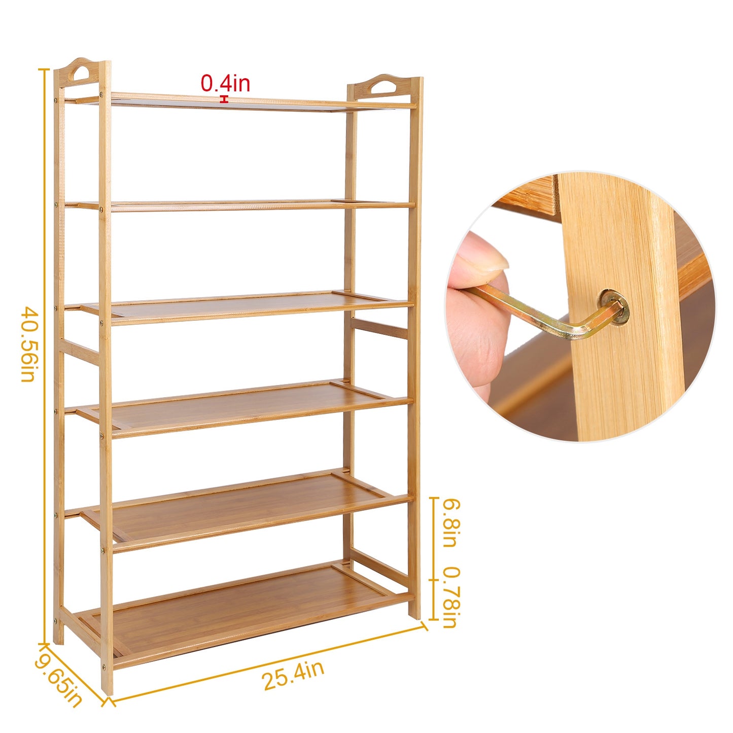 6 Tier Bamboo Shoe Rack Organizer Shoe Self Storage