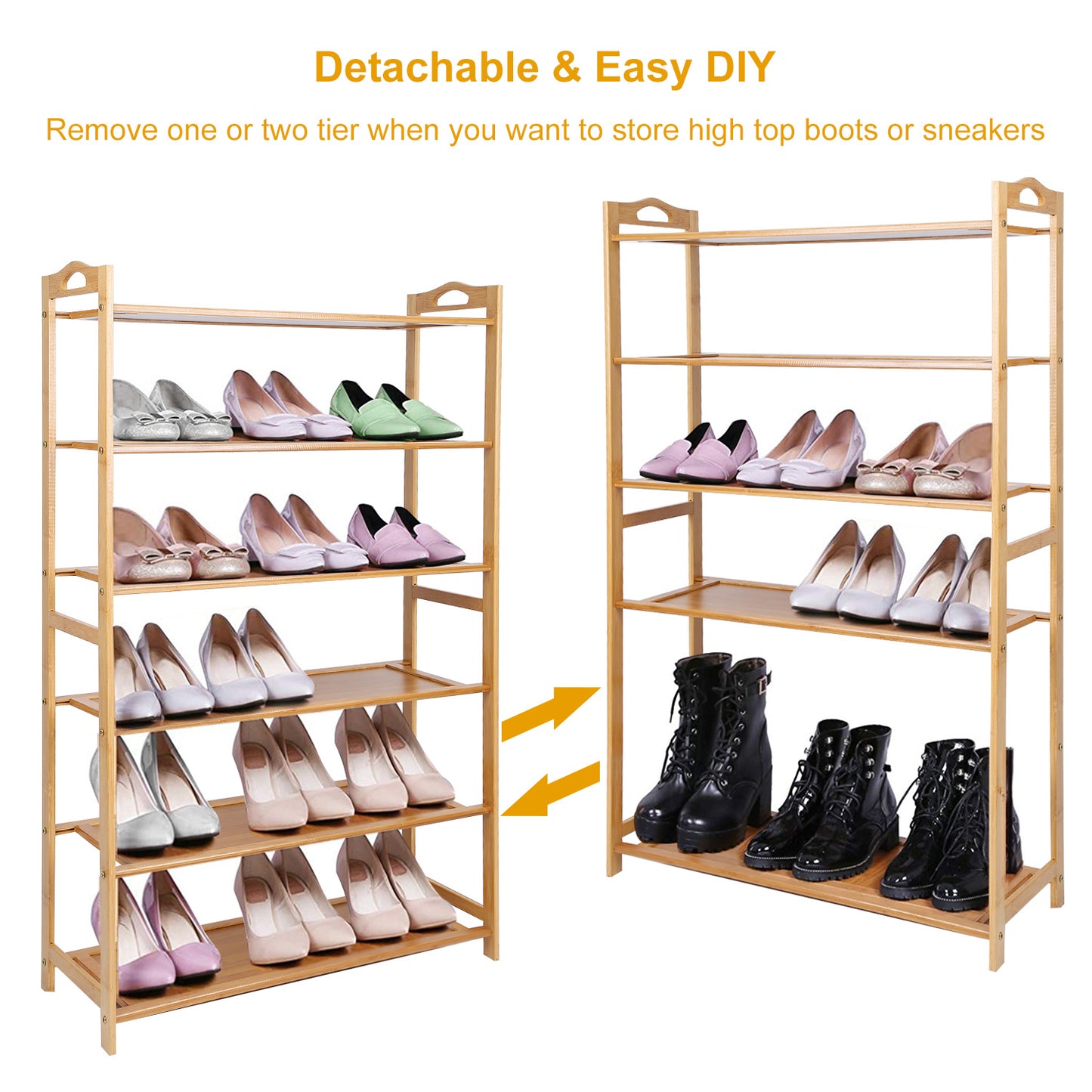 6 Tier Bamboo Shoe Rack Organizer Shoe Self Storage