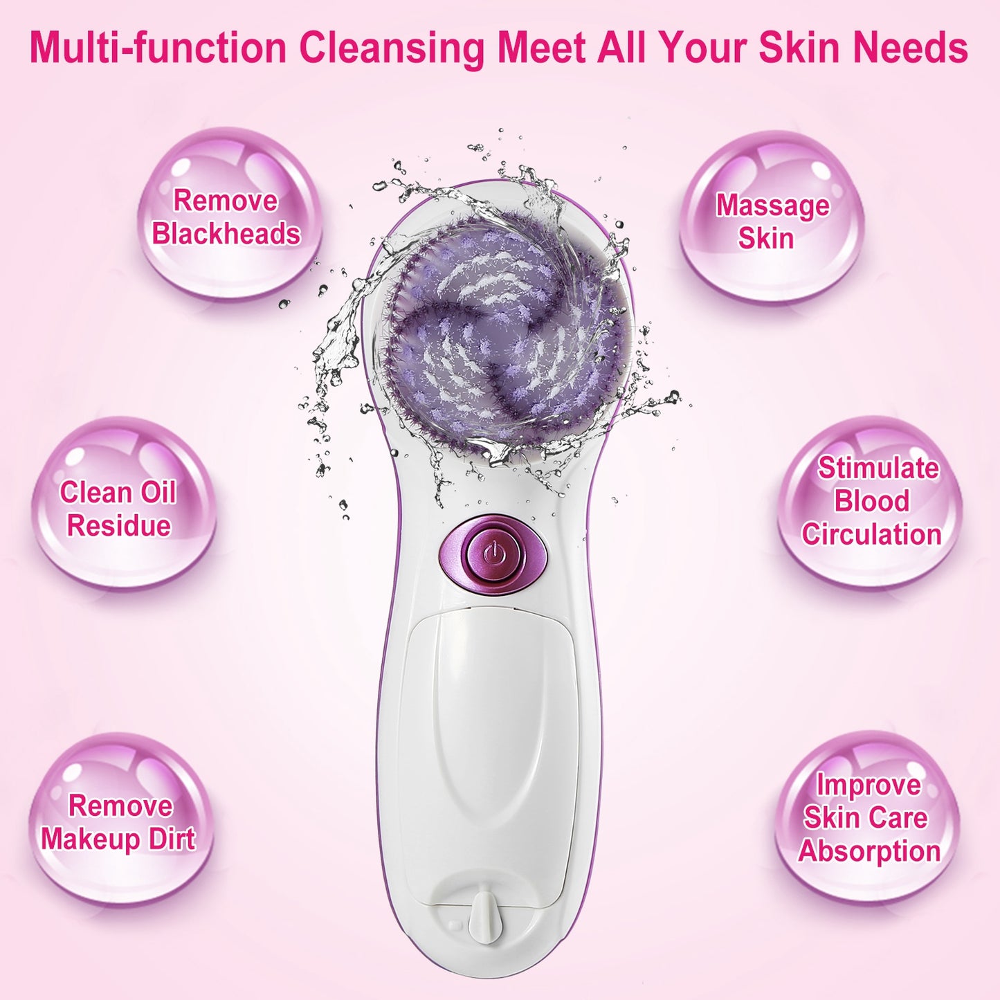 Multi - functional Electric Cleansing 5 in 1 Face Waterproof Spin Brush