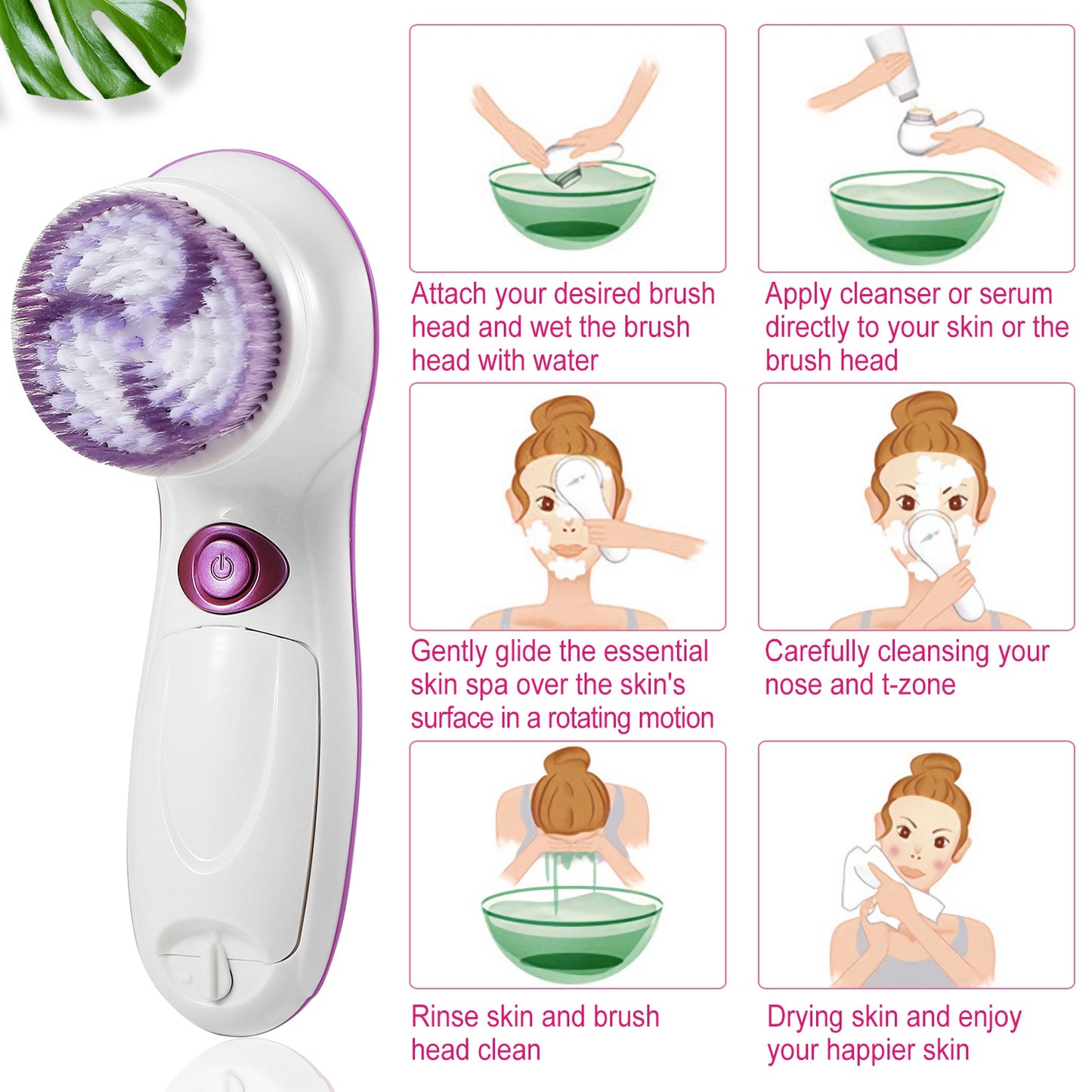 Multi - functional Electric Cleansing 5 in 1 Face Waterproof Spin Brush