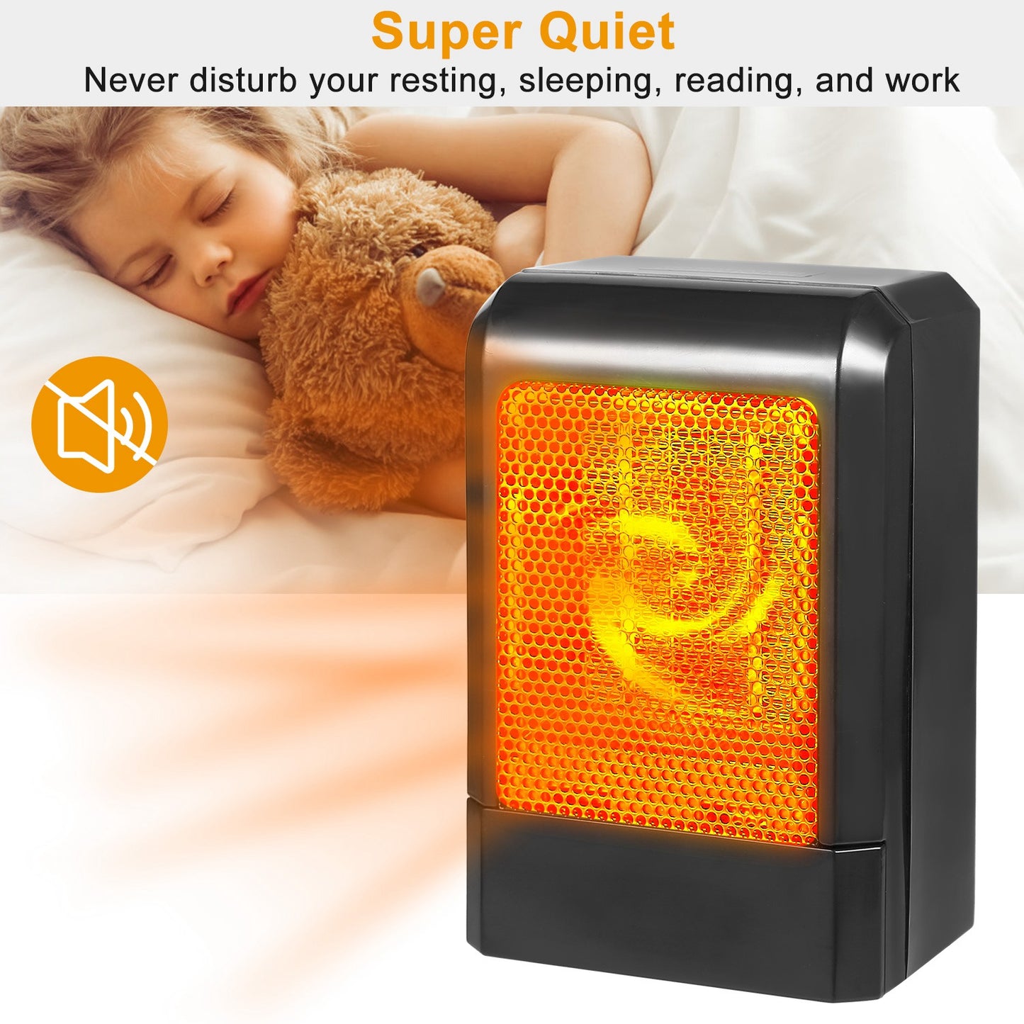 500W Portable Electric Heater PTC Ceramic Heating Fan