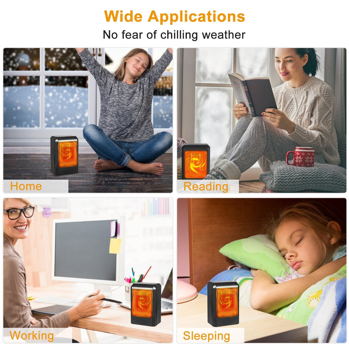 500W Portable Electric Heater PTC Ceramic Heating Fan