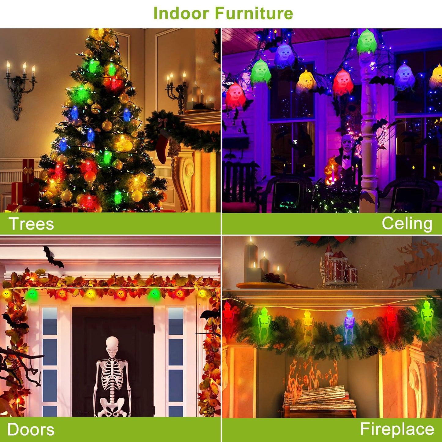 3Pcs Halloween Light Decorations Total 50 LEDs 24ft Halloween String Lights