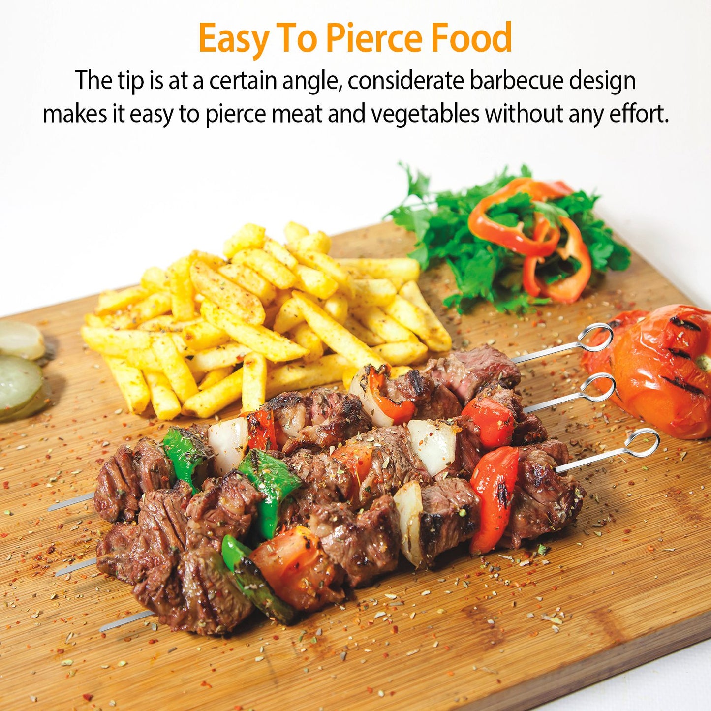 10Pcs BBQ Skewers 16in Kabob Skewers V-Shape Stainless Steel Shish Kebab Sticks