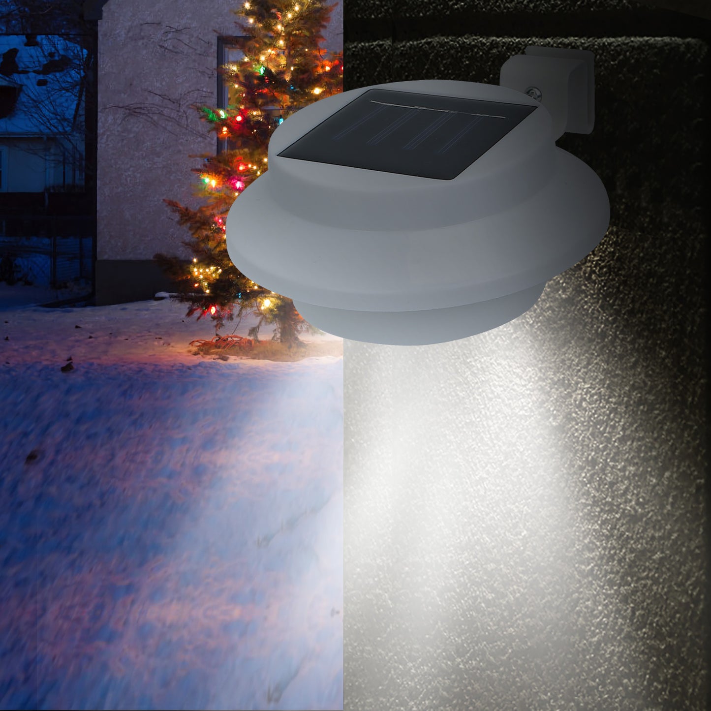 2Pcs Solar Powered Gutter Lights Outdoor IP65 Waterproof Security Lamps