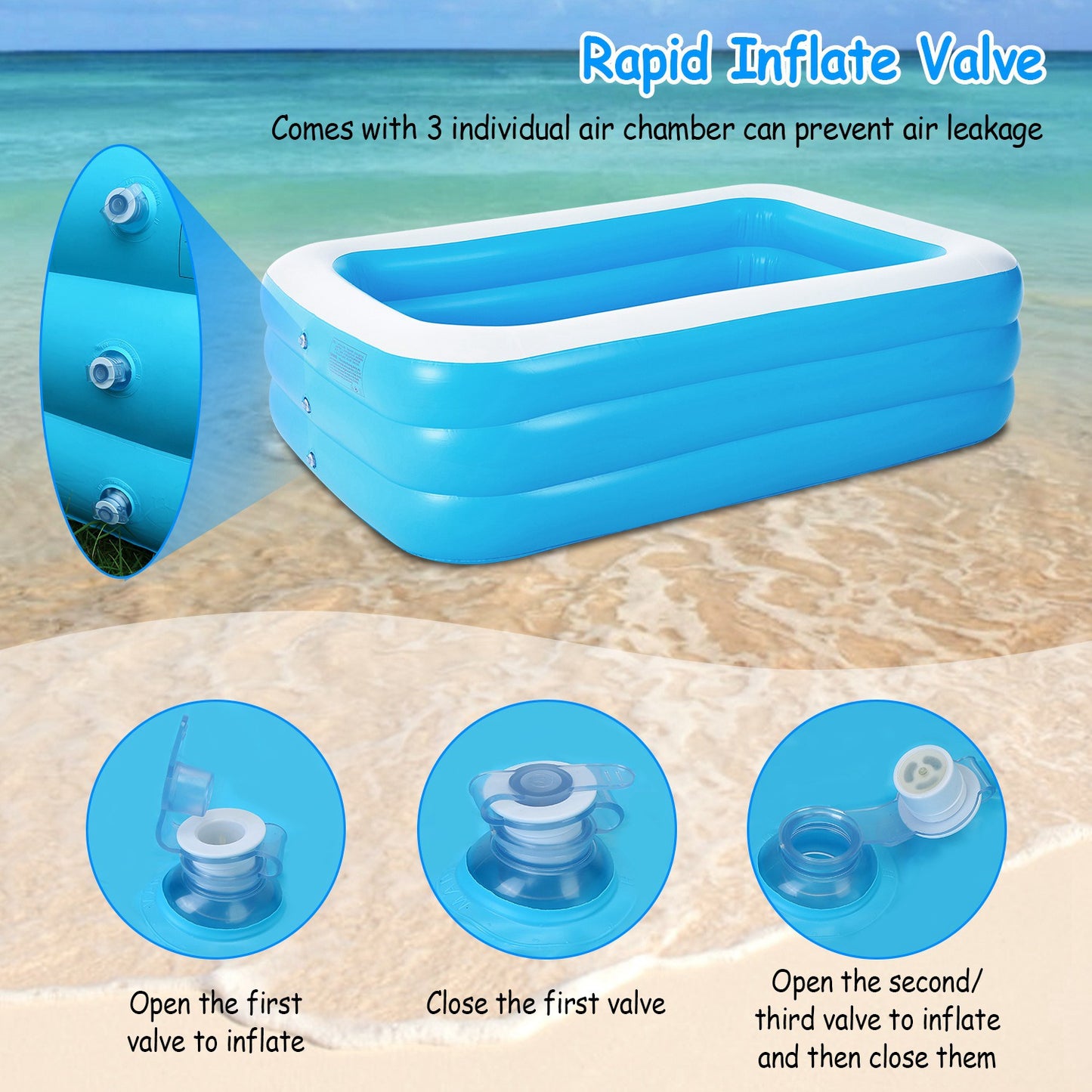 120*72*24inch Inflatable Swimming Pools Family Swim Play Center Pool