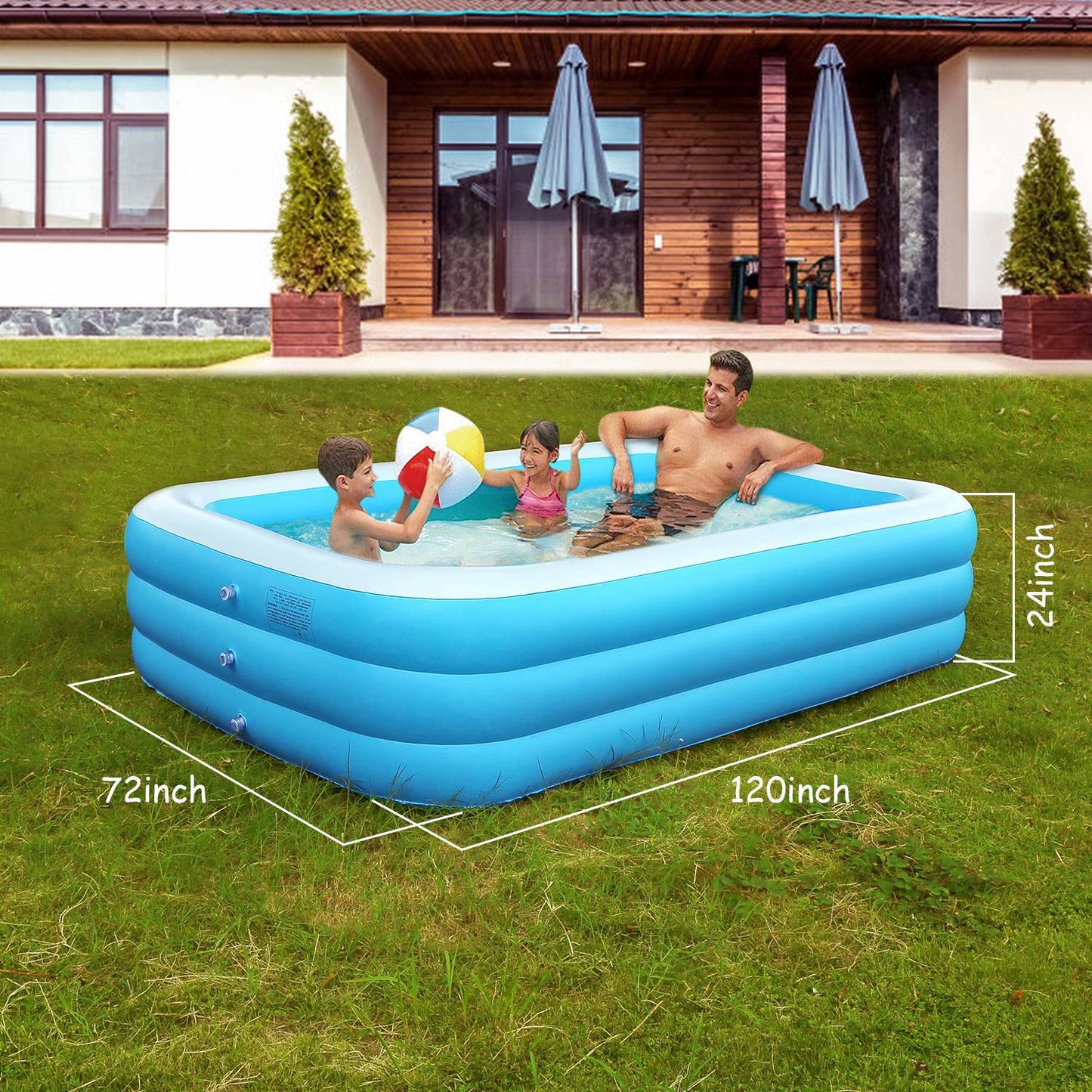 120*72*24inch Inflatable Swimming Pools Family Swim Play Center Pool