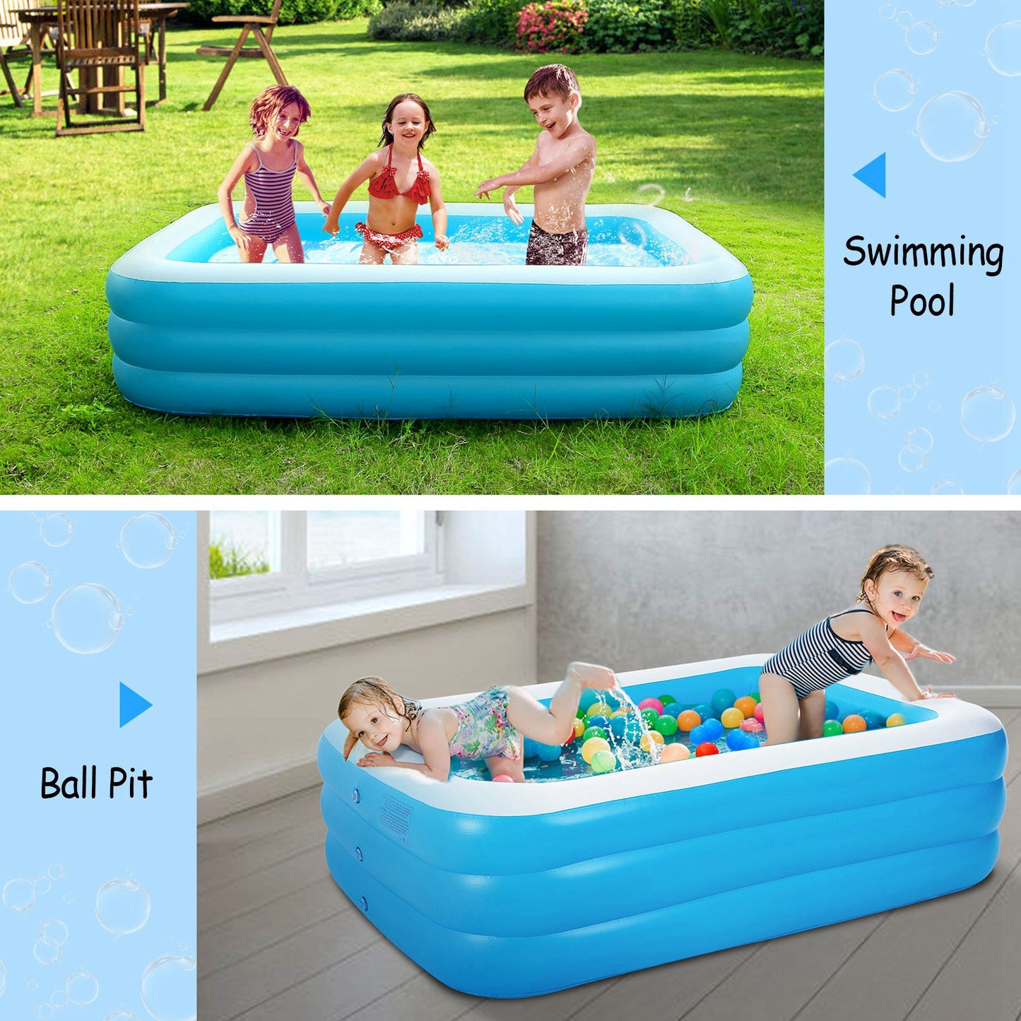 120*72*24inch Inflatable Swimming Pools Family Swim Play Center Pool