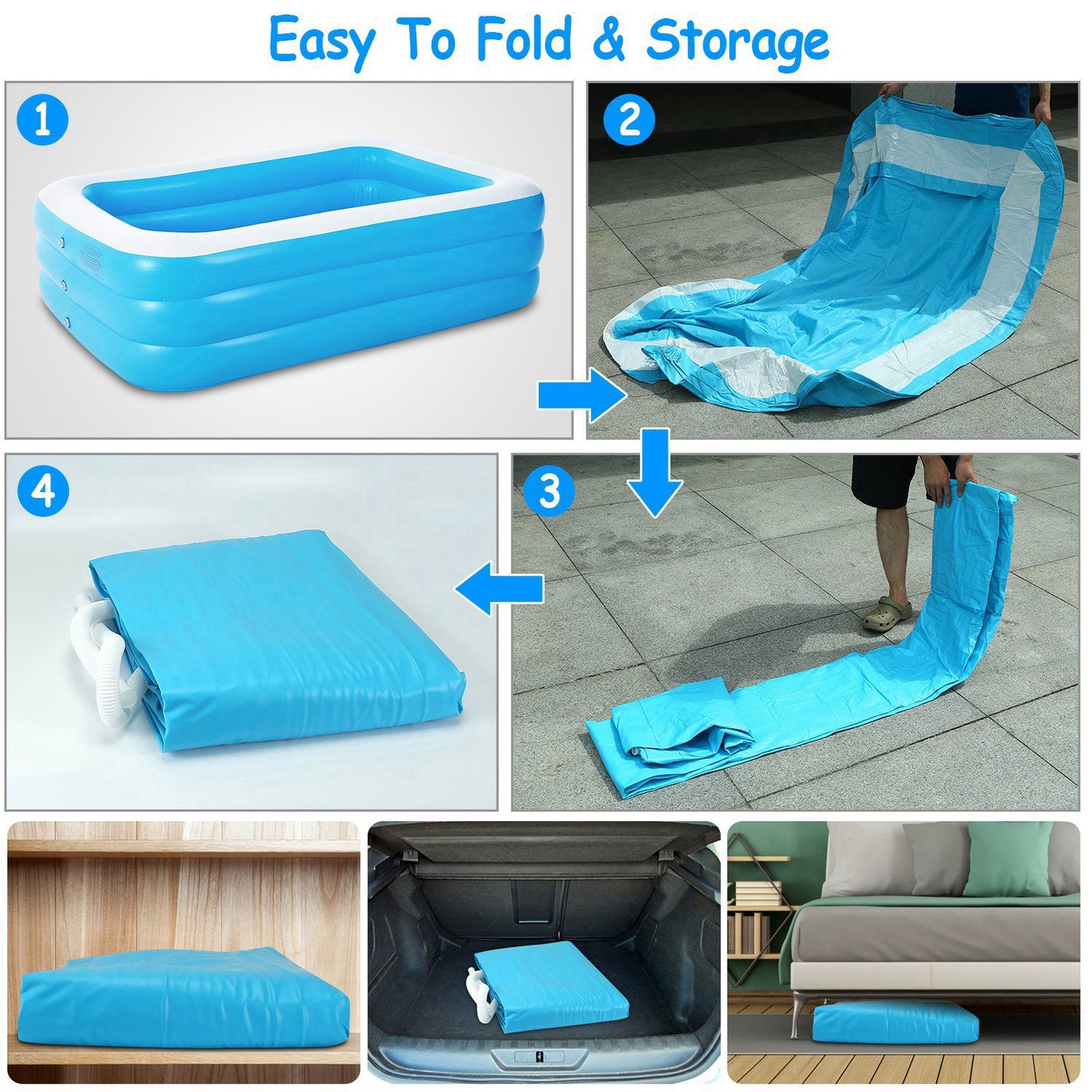 120*72*24inch Inflatable Swimming Pools Family Swim Play Center Pool