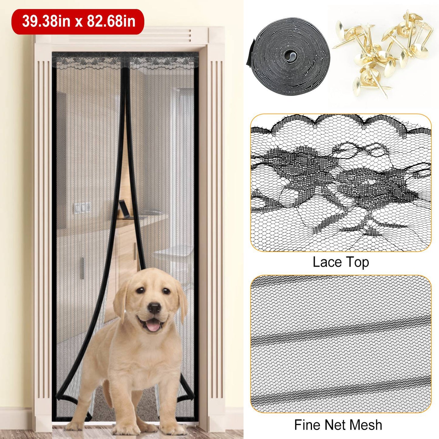 Magnetic Mesh Curtain Hands-free Fly Mesh Door Curtain