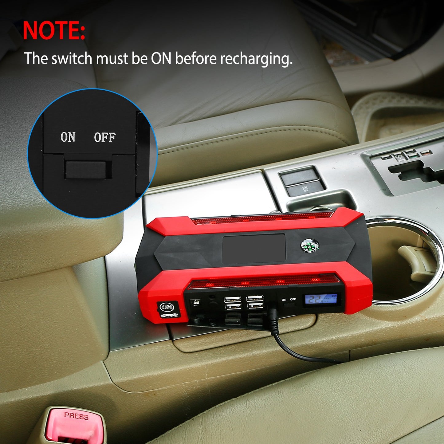 iNova Car Jump Starter Booster 1000A Peak 20000mAh 12V Battery Charger