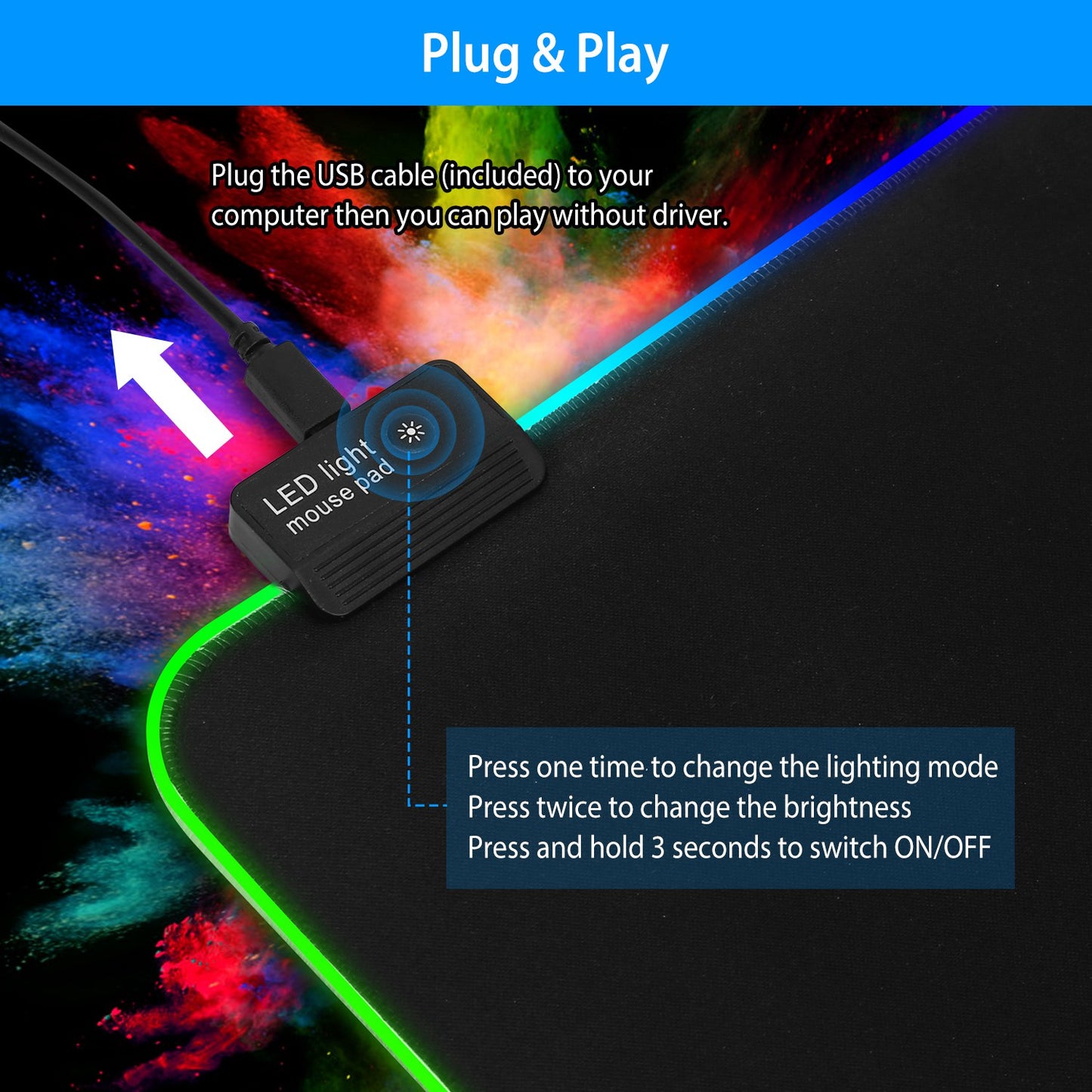Large LED Gaming Mouse Pad RGB Computer Keyboard Mouse Mat