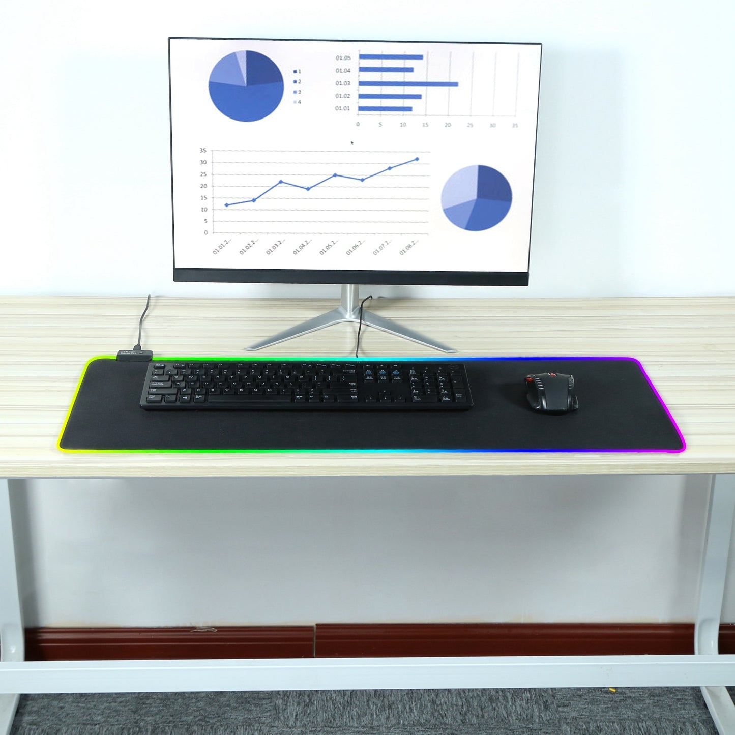 Large LED Gaming Mouse Pad RGB Computer Keyboard Mouse Mat
