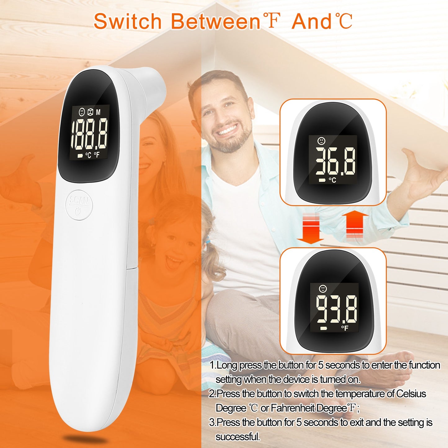 Digital Infrared Thermometer Noncontact Forehead Object Thermometer