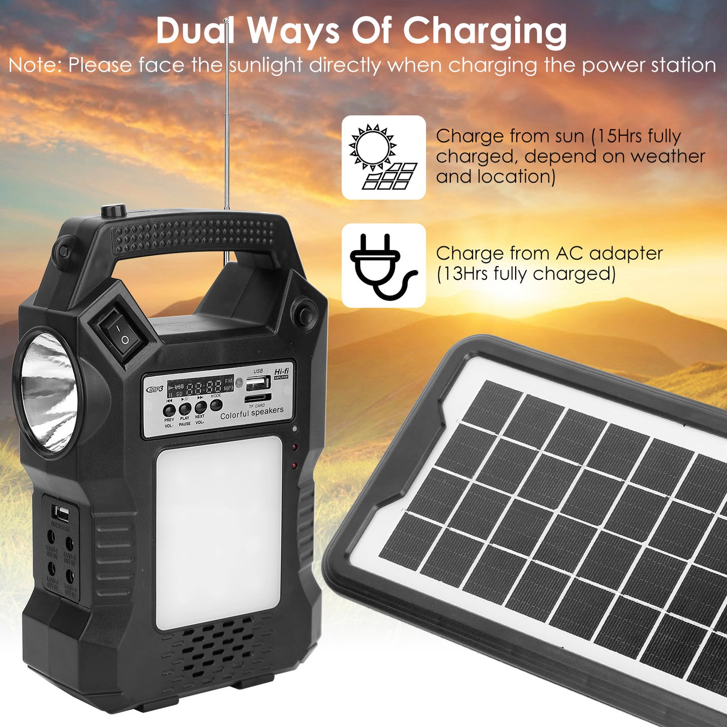 Portable Solar Power Station Rechargeable Backup Power Bank