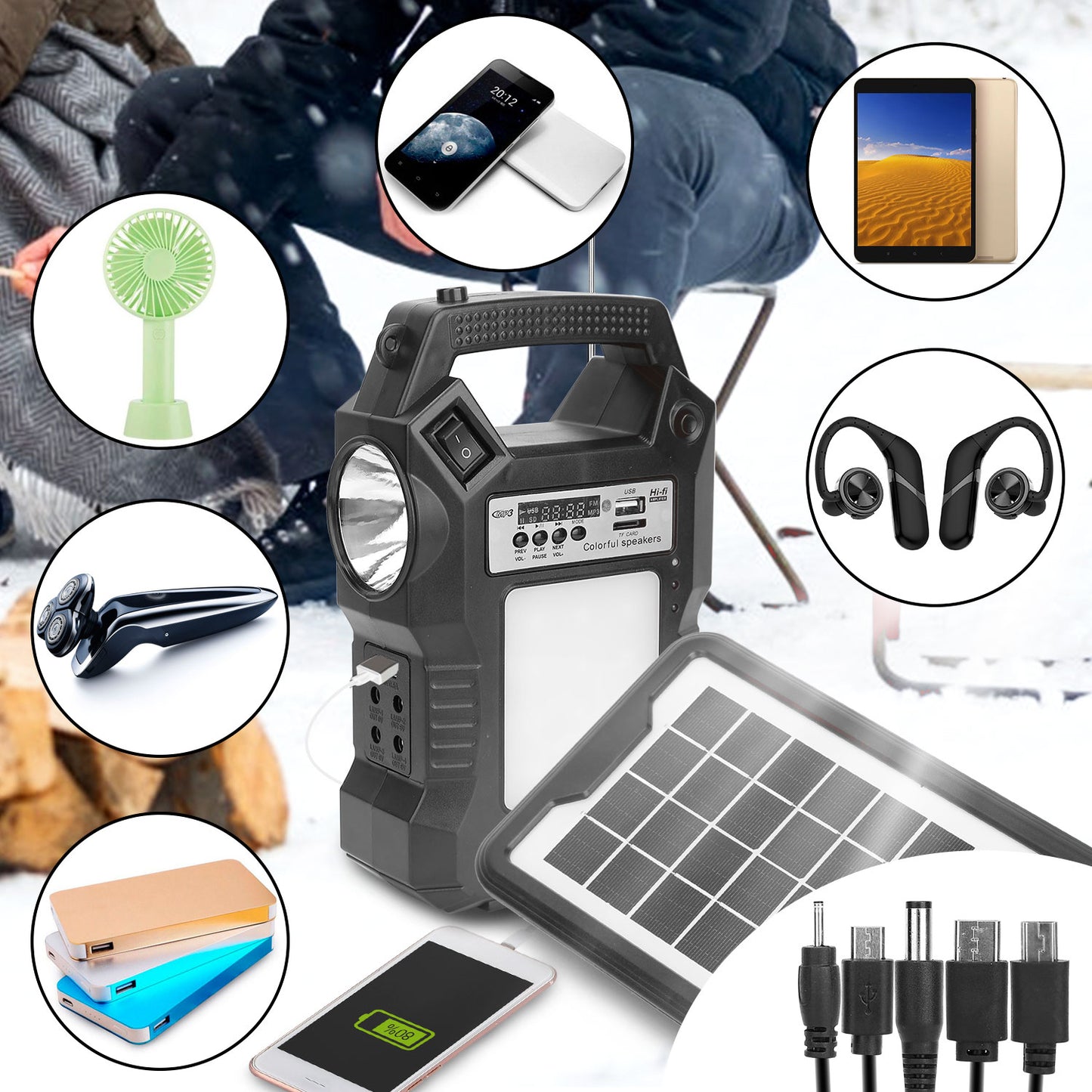 Portable Solar Power Station Rechargeable Backup Power Bank