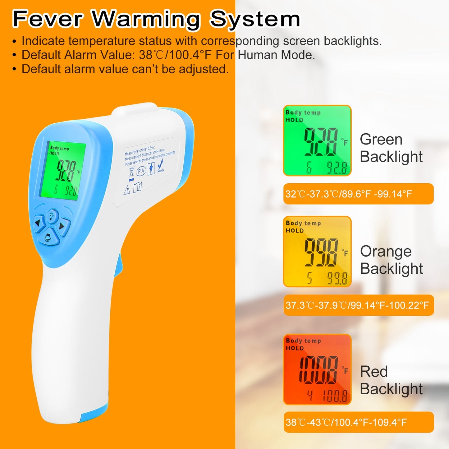 Digital Infrared Thermometer Non-contact Forehead Body Thermometer White