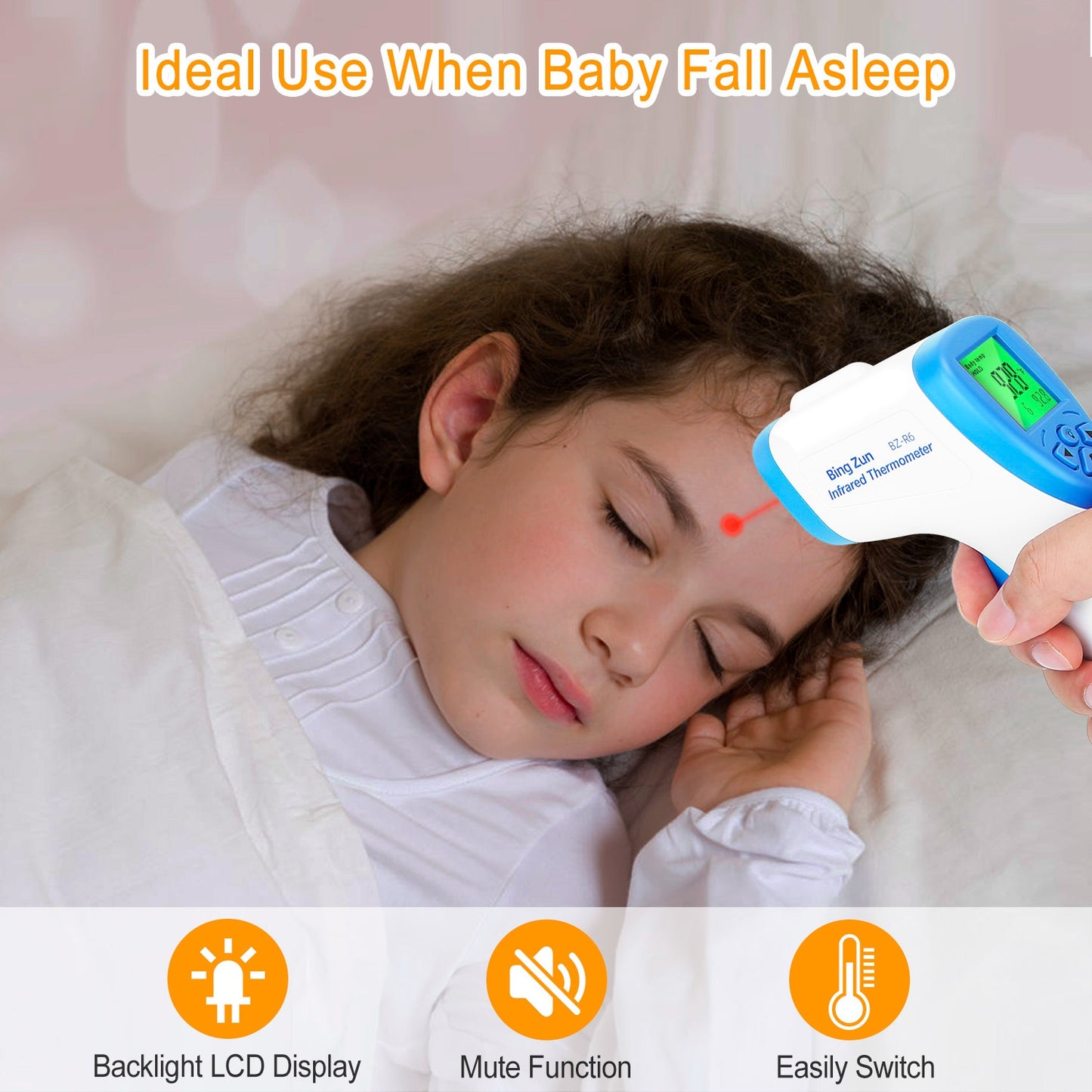 Digital Infrared Thermometer Non-contact Forehead Body Thermometer White