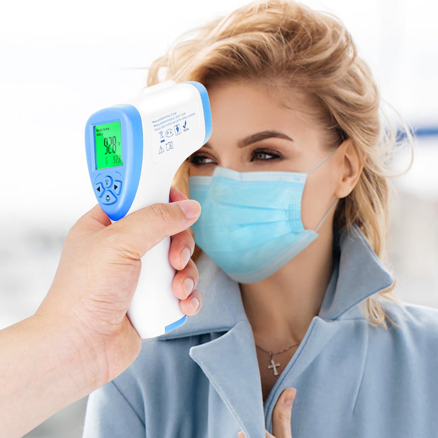 Digital Infrared Thermometer Non-contact Forehead Body Thermometer White