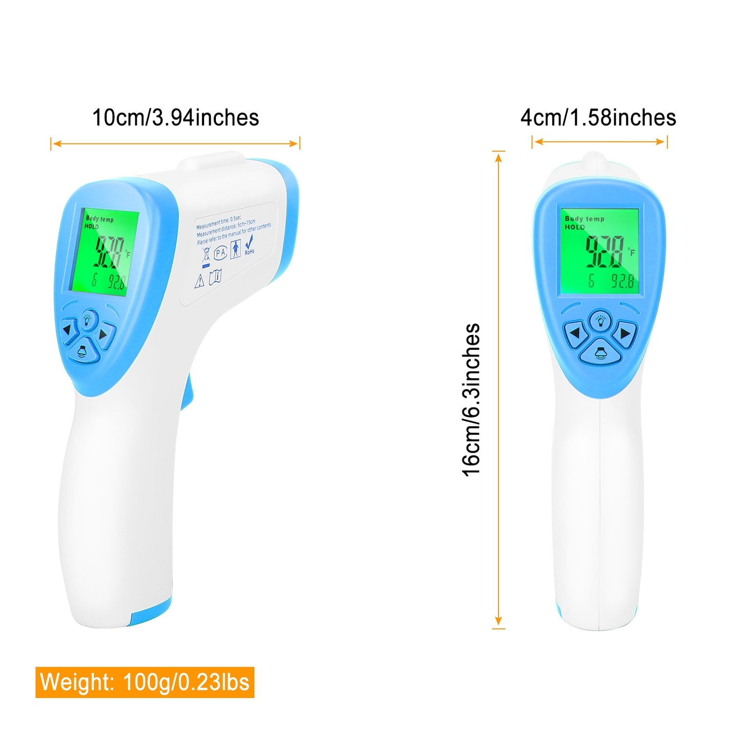 Digital Infrared Thermometer Non-contact Forehead Body Thermometer White