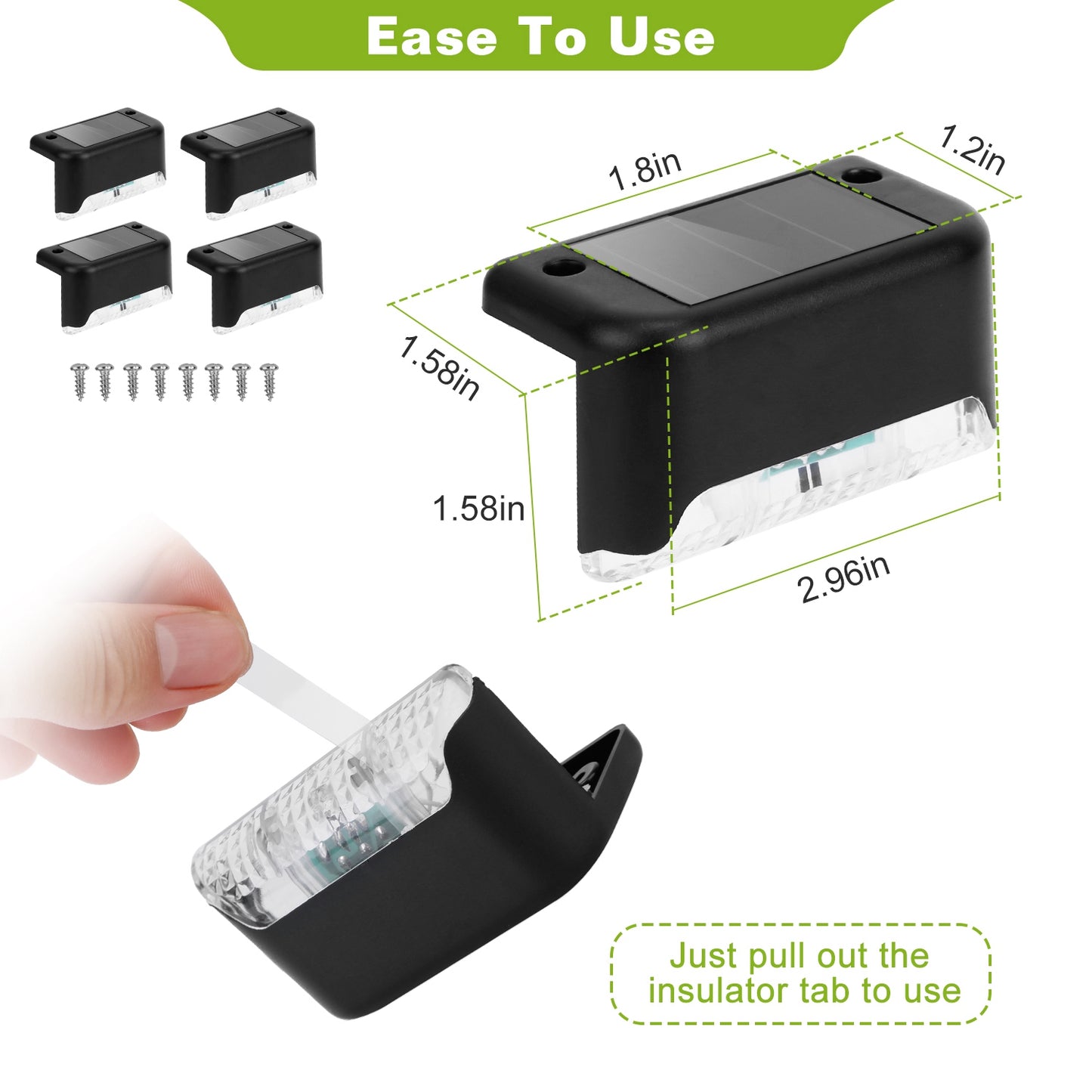 4Pcs Solar Powered LED Step Lights Outdoor Water-Resistant Fence Lamps