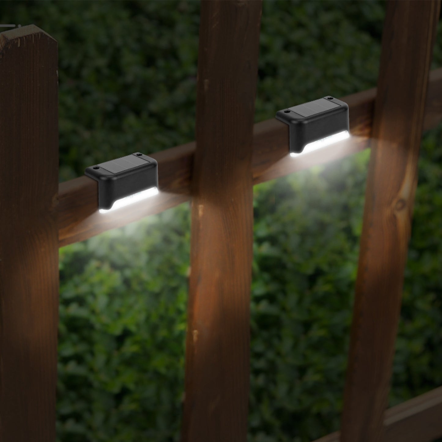 4Pcs Solar Powered LED Step Lights Outdoor Water-Resistant Fence Lamps