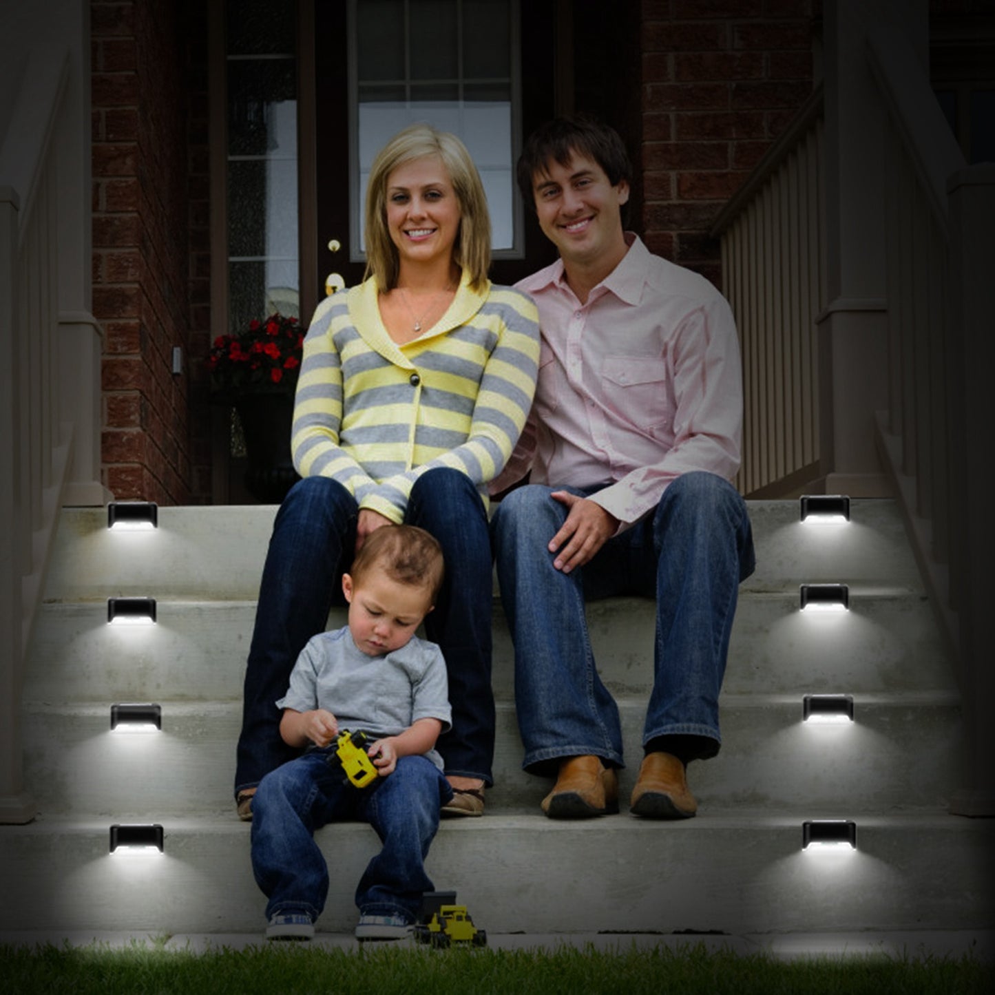 4Pcs Solar Powered LED Step Lights Outdoor Water-Resistant Fence Lamps