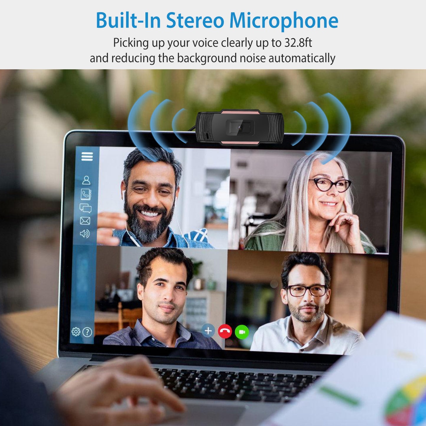 1080P USB Webcam Streaming USB Camera 170° Vertical Adjustment w/ Clip For PC Video Conferencing Gaming Facetime Broadcast