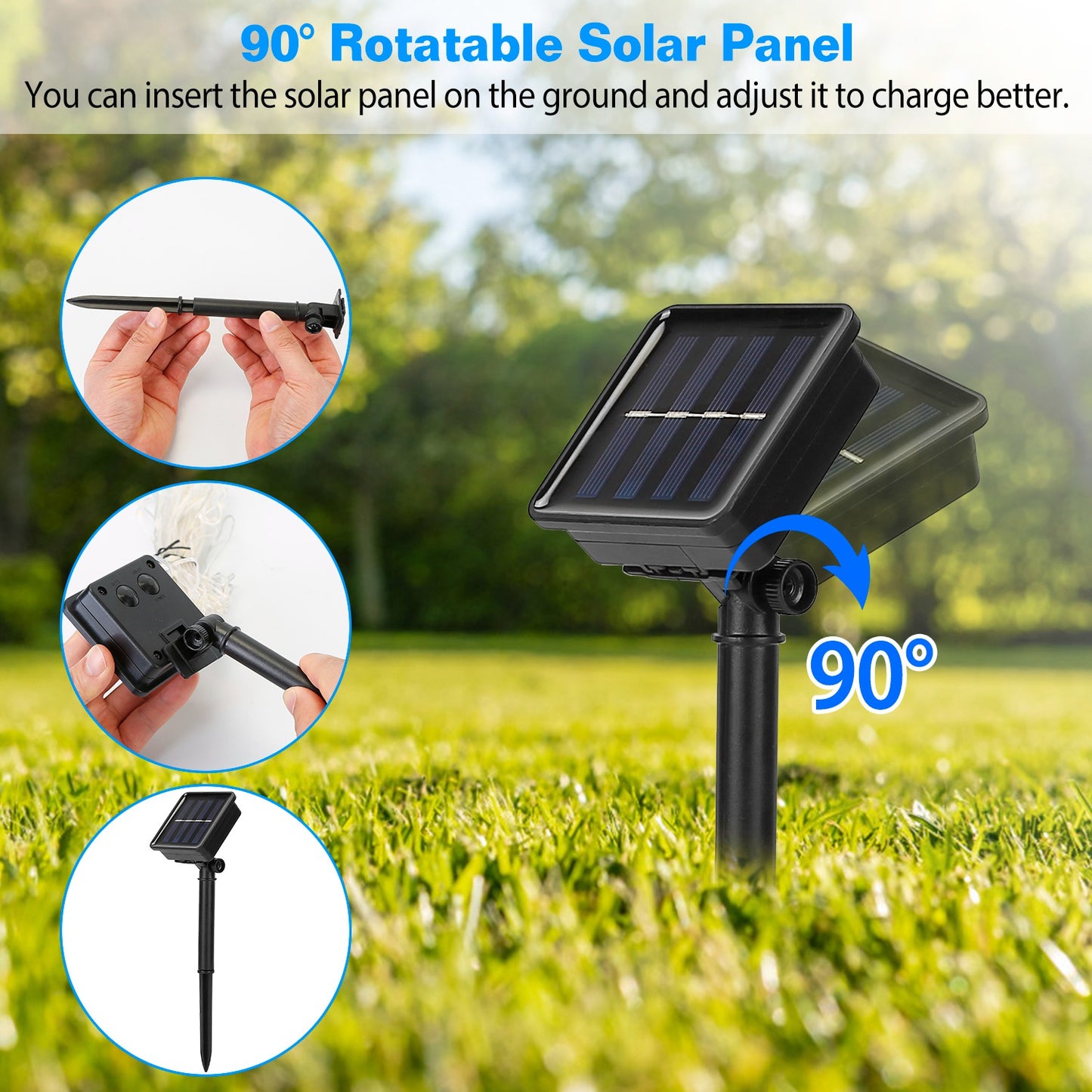 Solar Umbrella Lights Outdoor Parasol String Light 8 Lighting Mode Waterproof 104 LED 8 Bundles Warm White for Patio Garden Outdoor