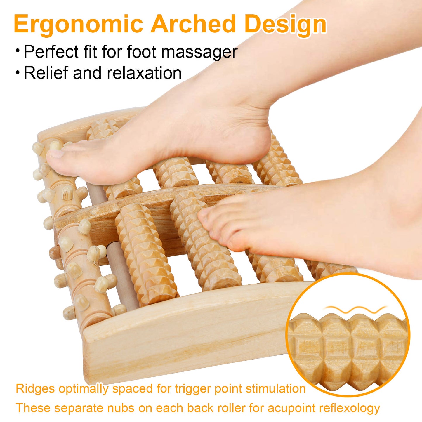 Massage Foot Roller Dual Wooden Stress Relief Roller Acupressure Massage Plantar Relaxation Shiatsu Massage for Foot Leg Back