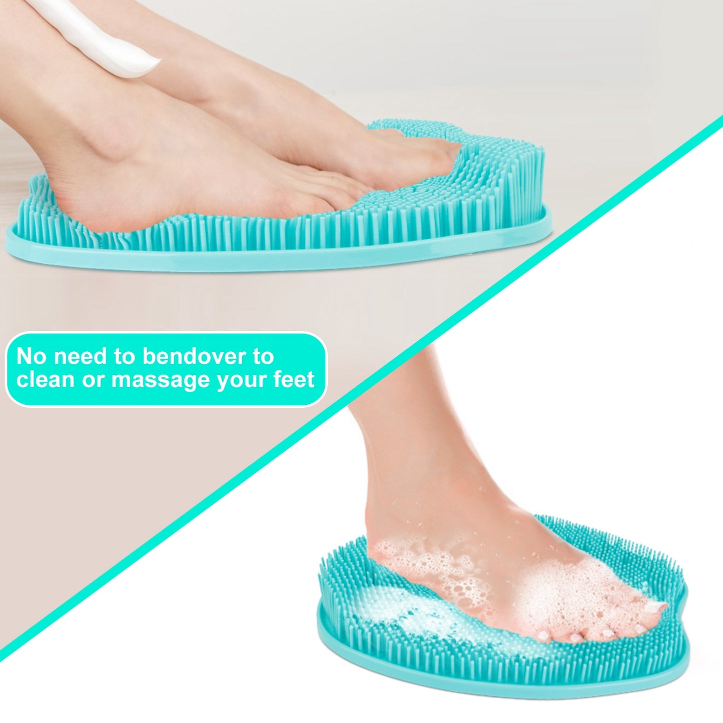 Shower Foot Scrubber Foot Massager Exfoliation Cleaner Mat Improve Foot Circulation Scrubber w/ Anti-slip Suction Cups Pink