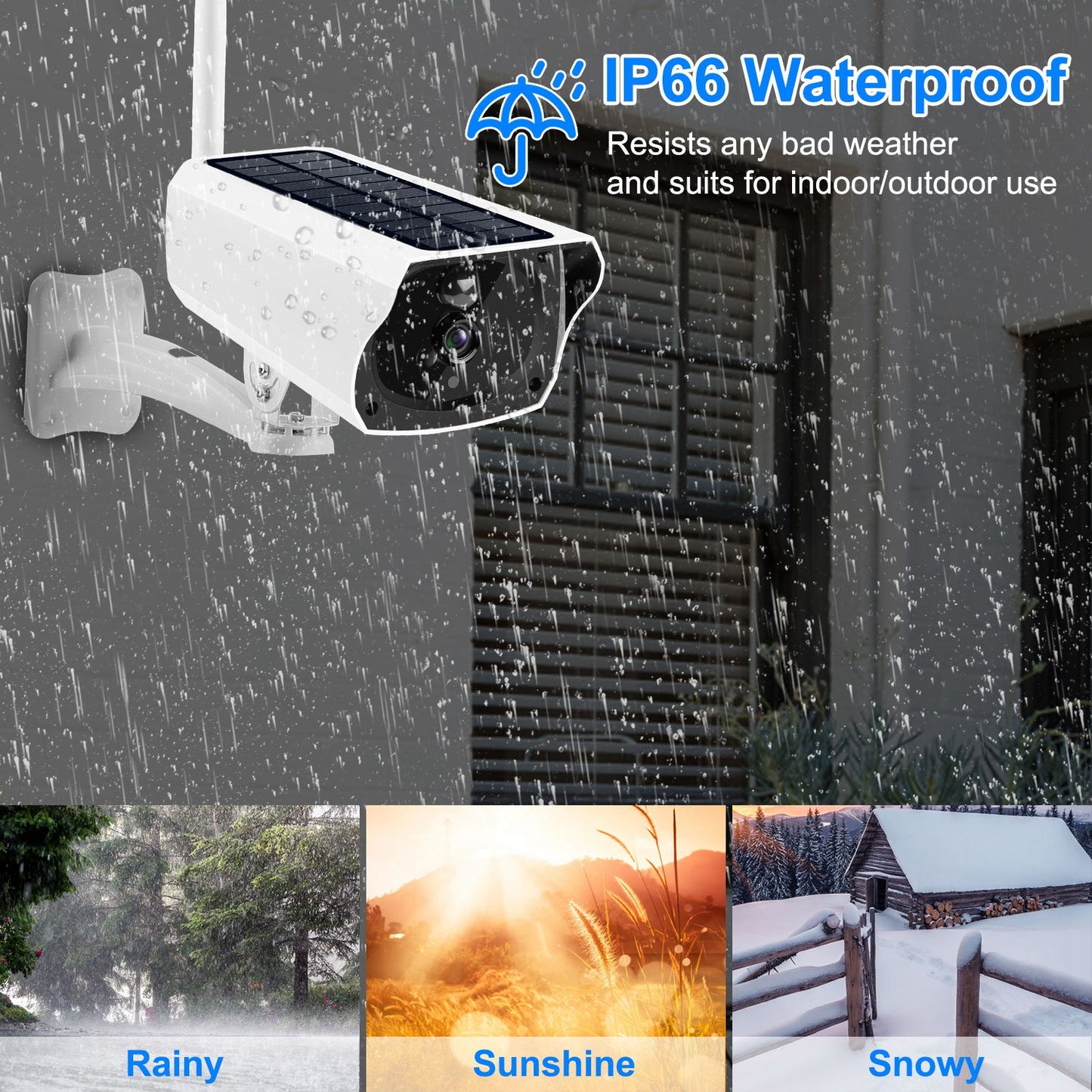 1080P Solar Powered WiFi IP Camera Two-Way Intercom Security Surveillance Camera IP66 Waterproof Motion Sensor