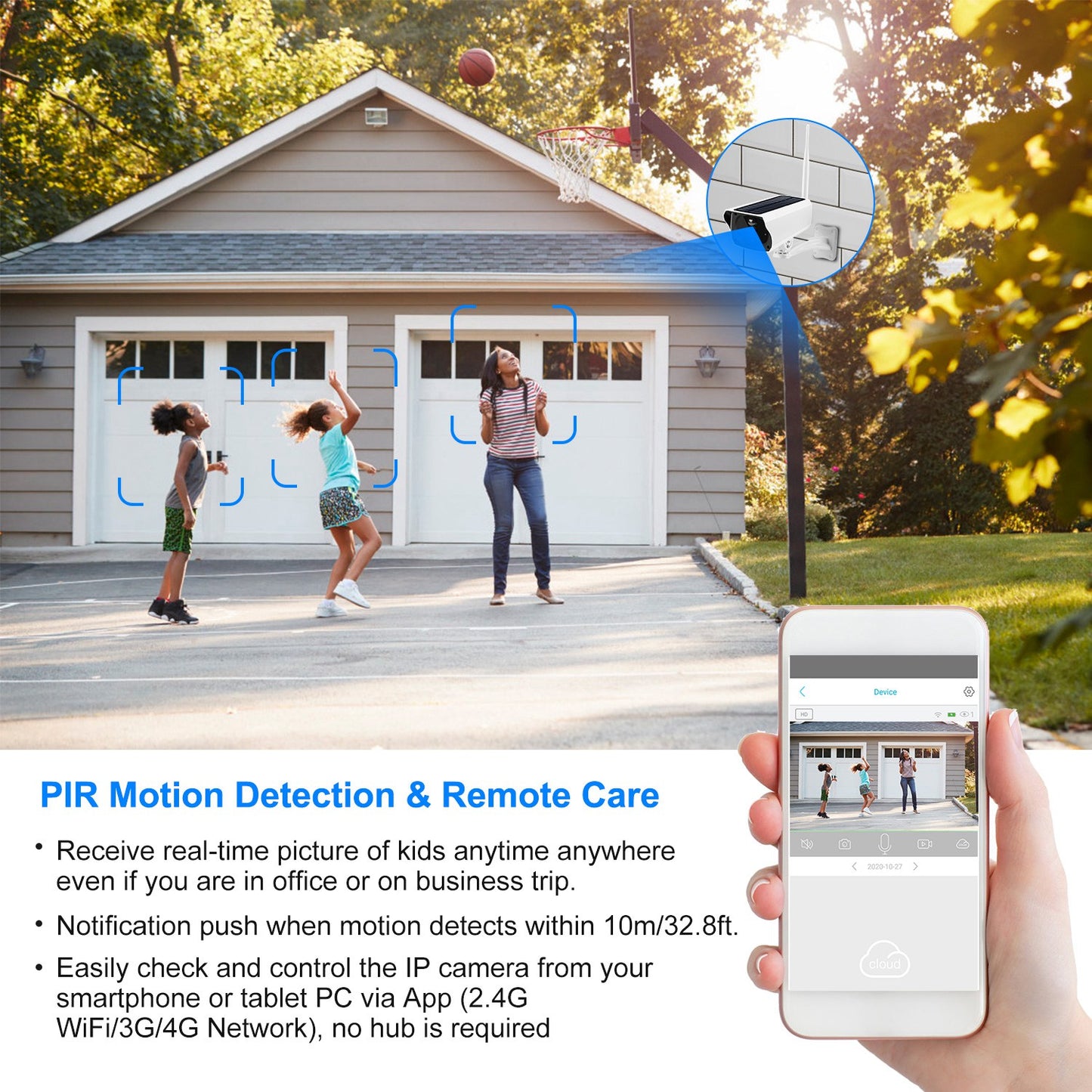 1080P Solar Powered WiFi IP Camera Two-Way Intercom Security Surveillance Camera IP66 Waterproof Motion Sensor
