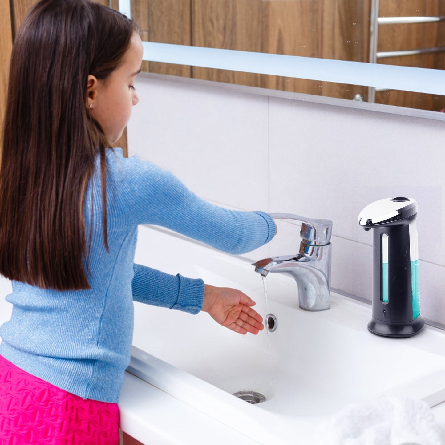 Automatic Soap Dispenser 400ML/16.9OZ Anti-slip Sensor Refillable Hand Gel Desktop Dispenser 2 Drop Volume Adjustment